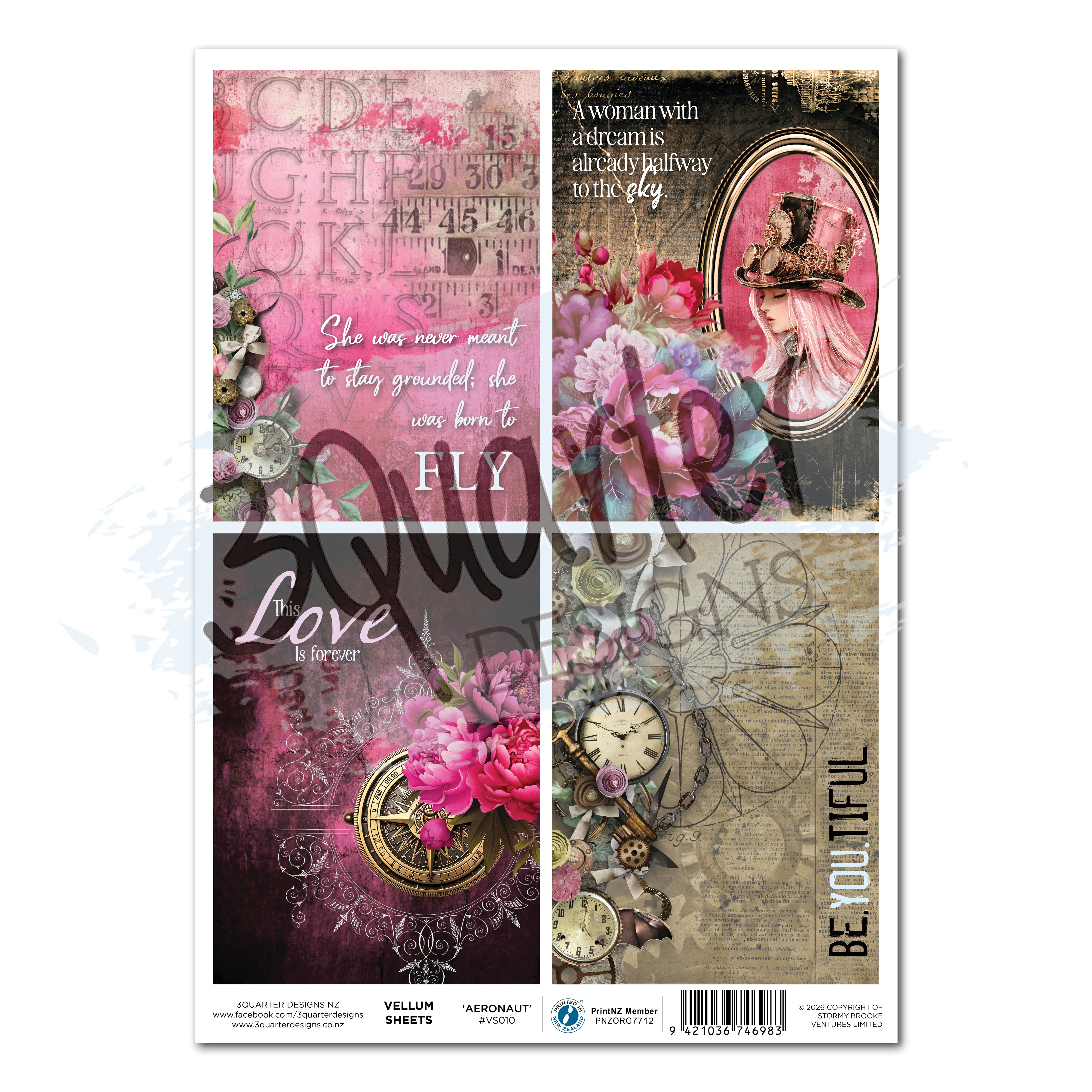 3Quarter Designs Mrs Aeronaut - A4 Vellum - 3 Sheets