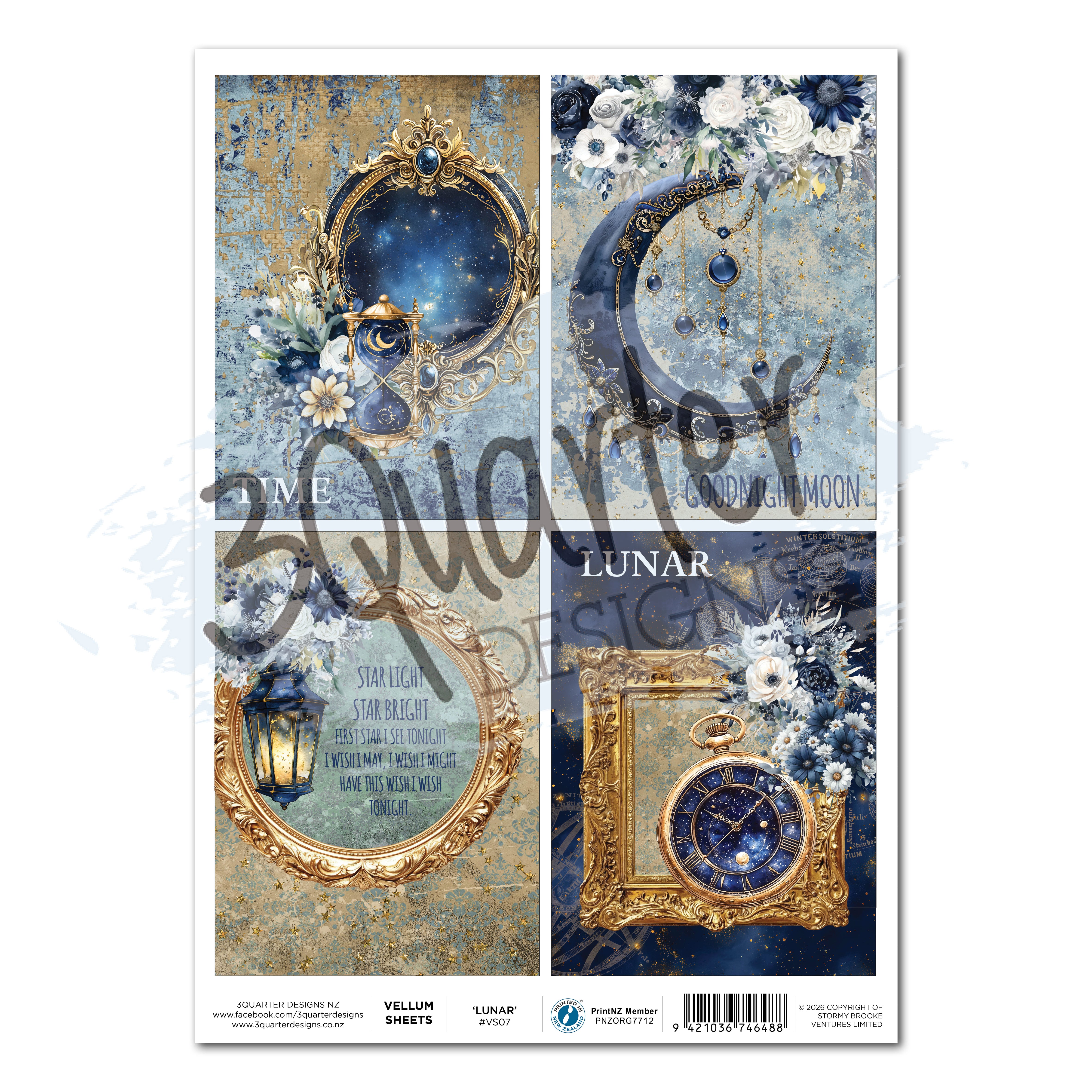 3Quarter Designs Lunar Horoscopes - A4 Vellum - 3 Sheets