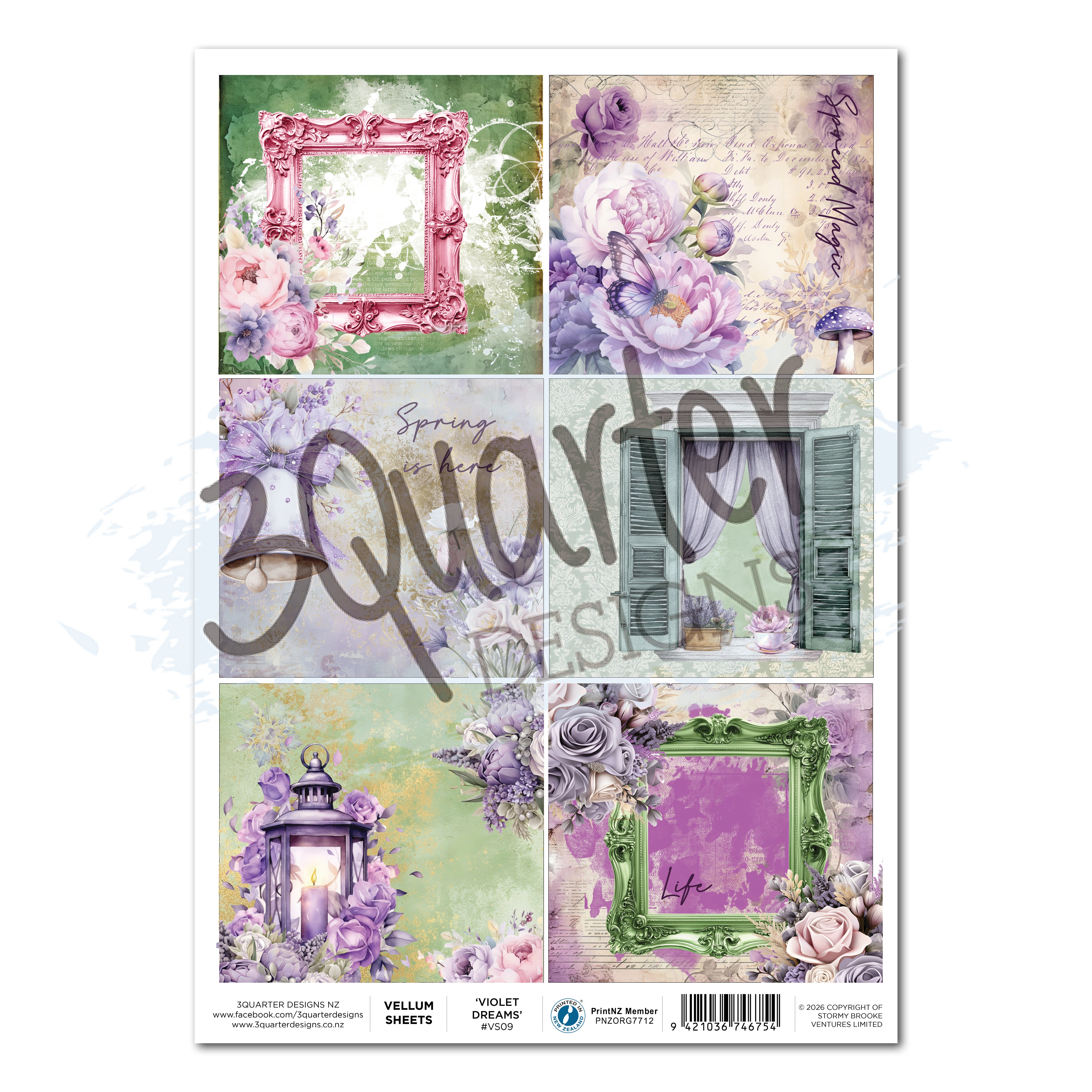 3Quarter Designs Violet Dreams - A4 Vellum - 3 Sheets