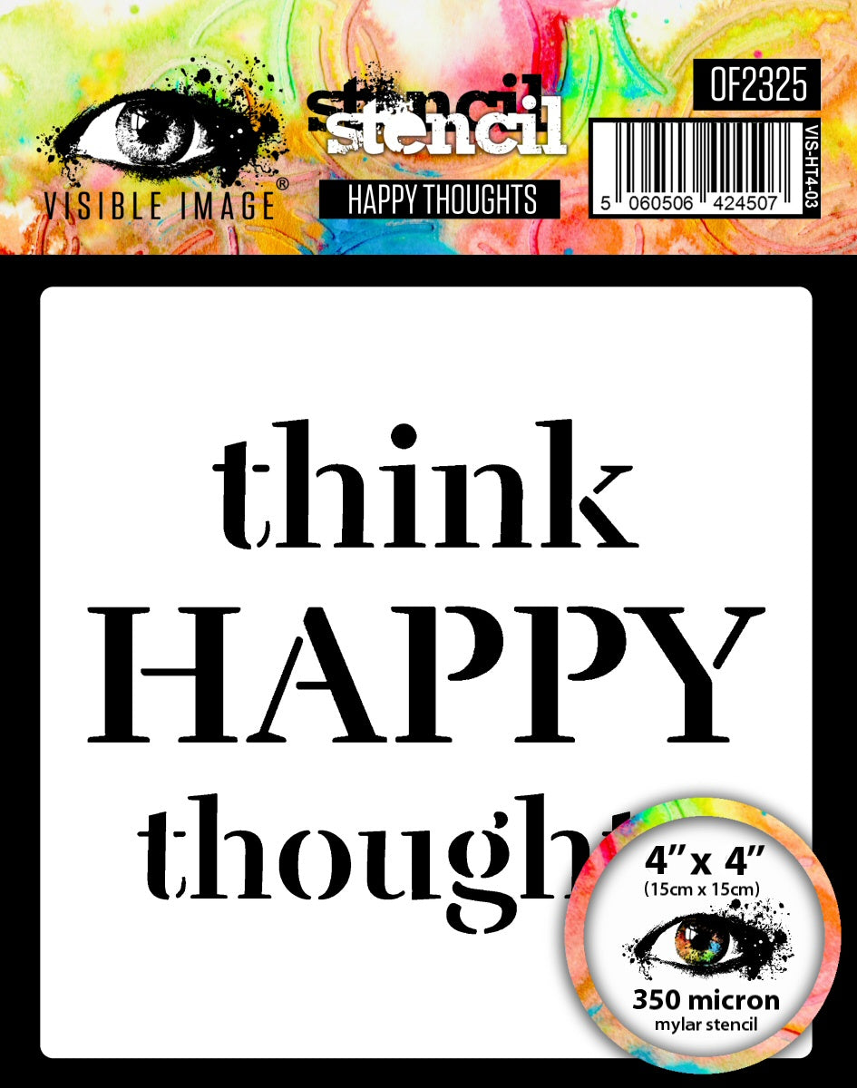 Visible Image Happy Thoughts Stencil - 4 x 4