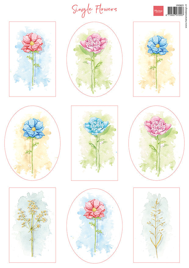 Marianne Design A4 Cutting Sheet - Single Flowers