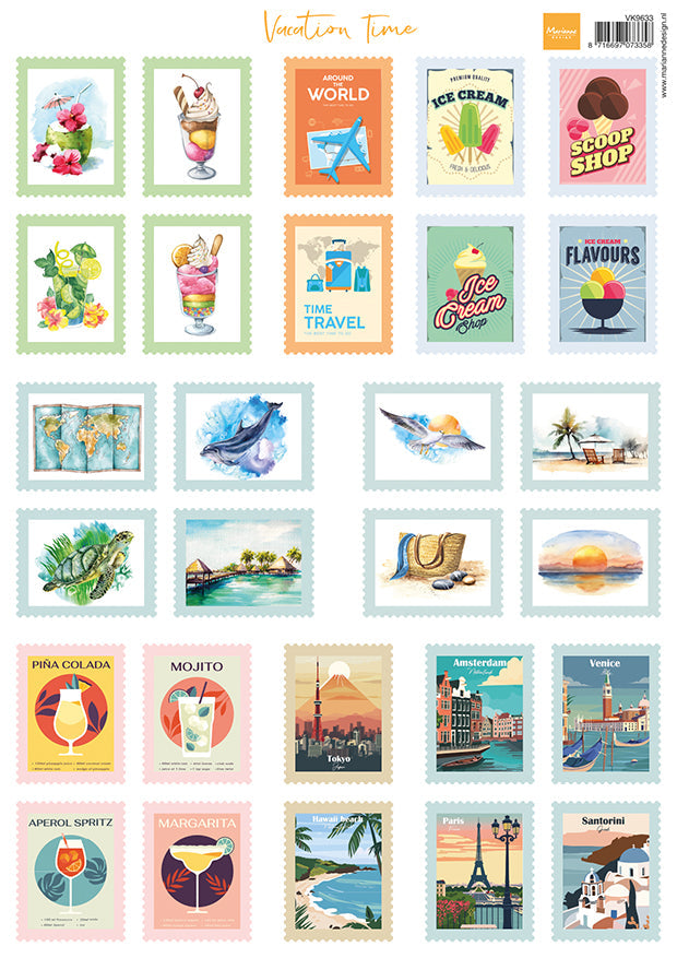 Marianne Design A4 Cutting Sheet - Stamps - Vacation Time