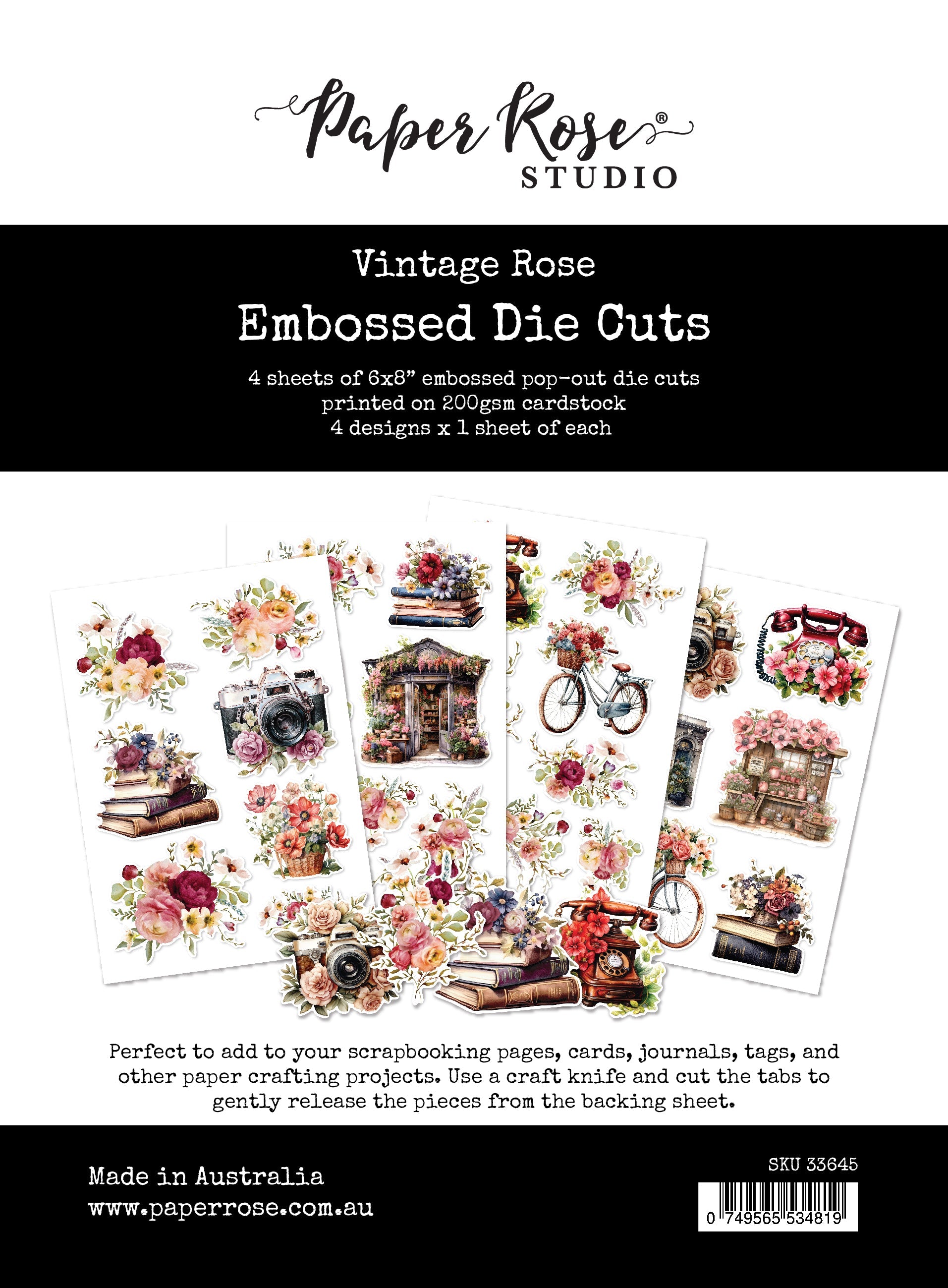 Vintage Rose Embossed Die Cuts 33645