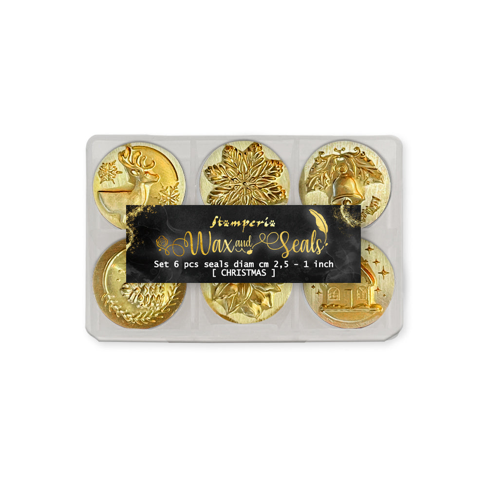 Set 6 Decorative Seals Design For Art And Craft Diam 2.5cm Christmas