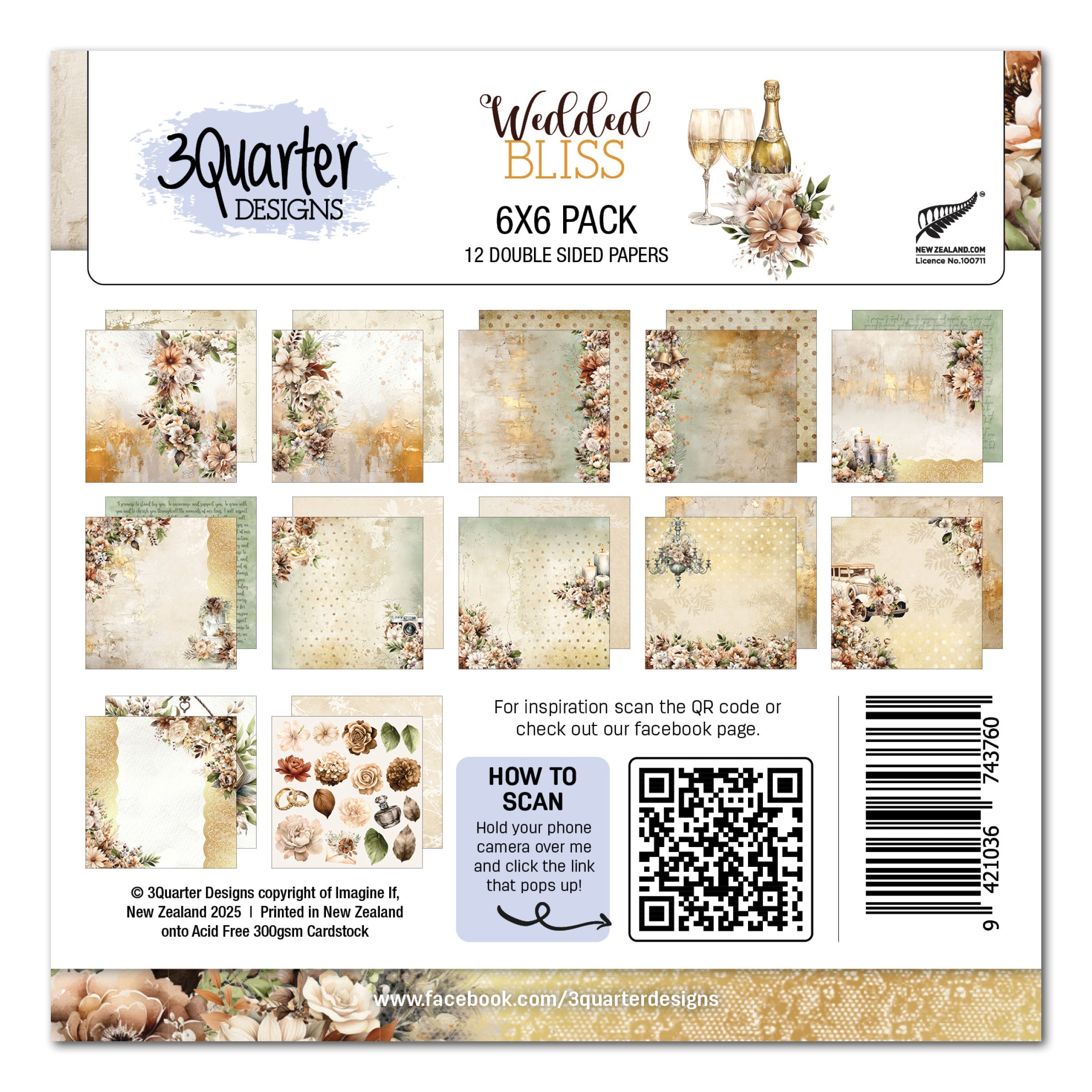 3Quarter Designs Wedded Bliss 6x6 Paper Pack
