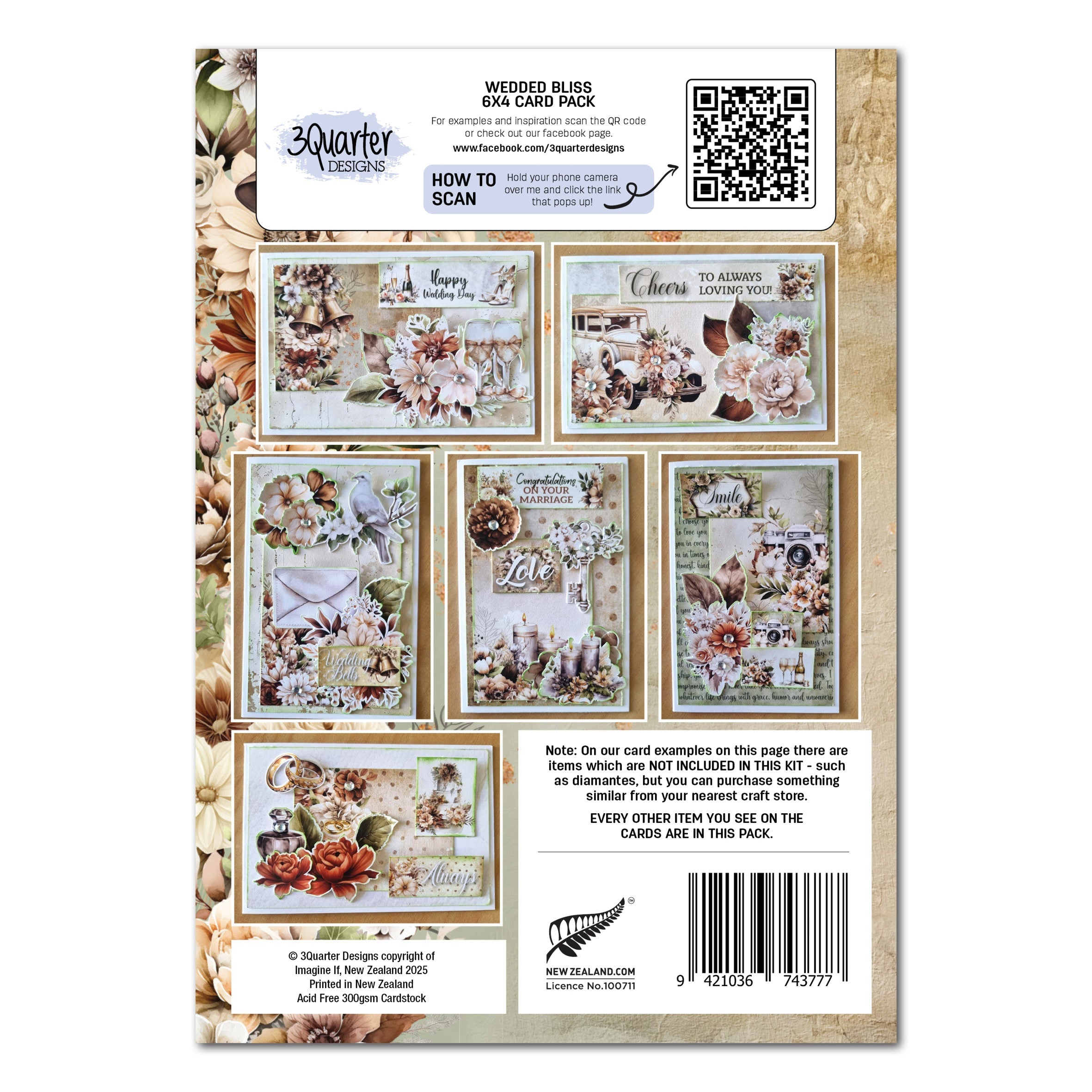 3Quarter Designs Wedded Bliss 6x4 Card Pack