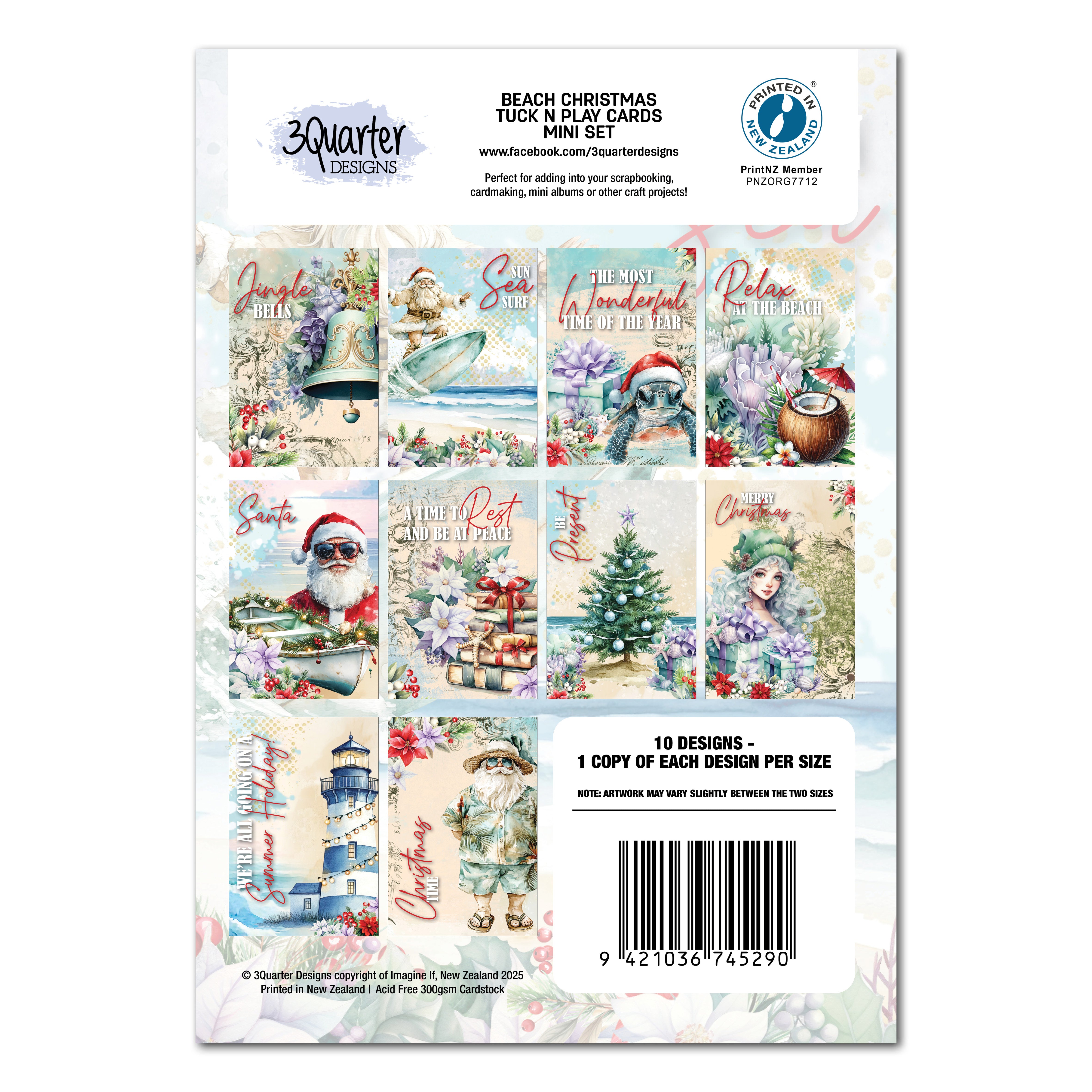 3Quarter Designs Beach Christmas - Mini Tuck N Play Cards