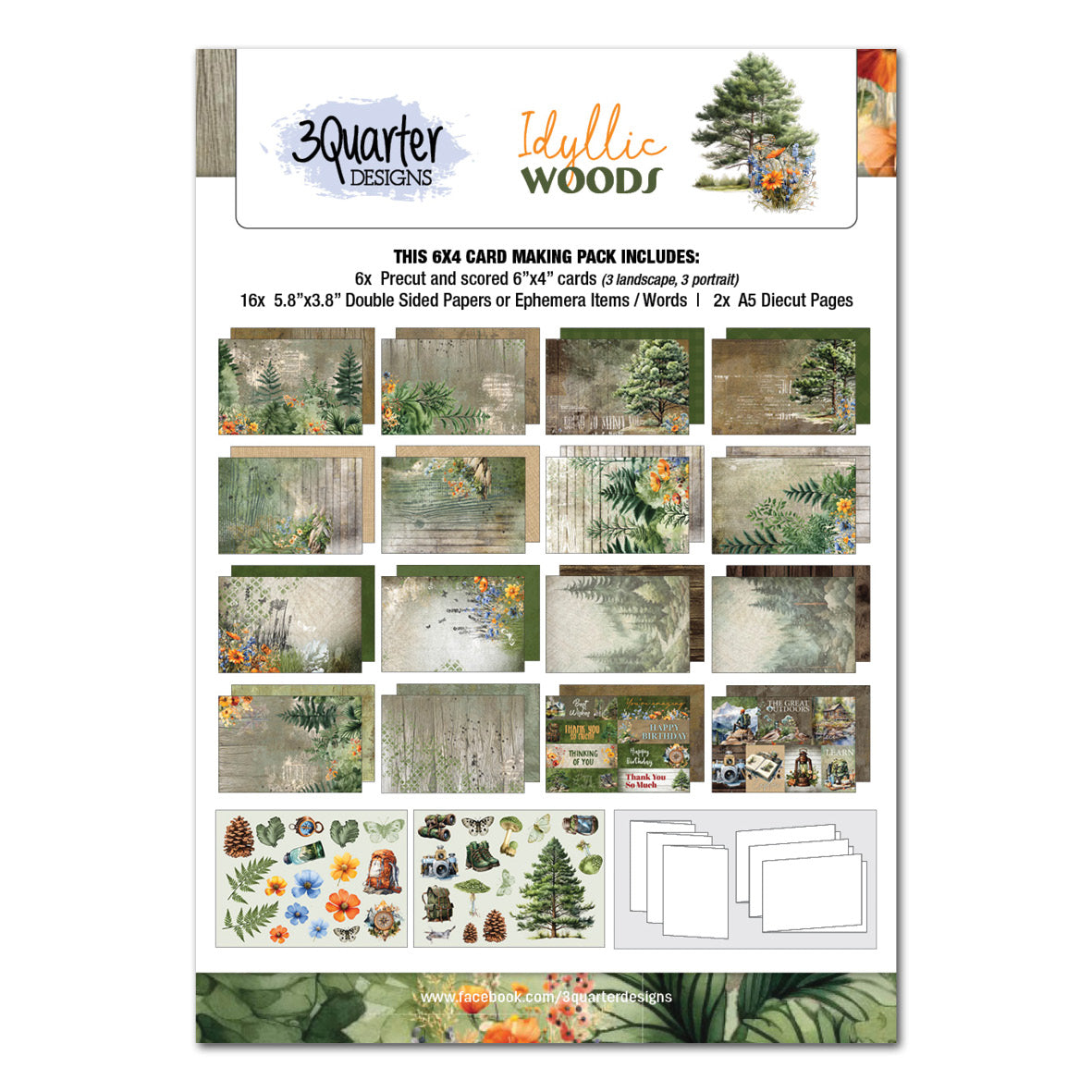 3Quarter Designs Idyllic Woods 6x4 Card Pack