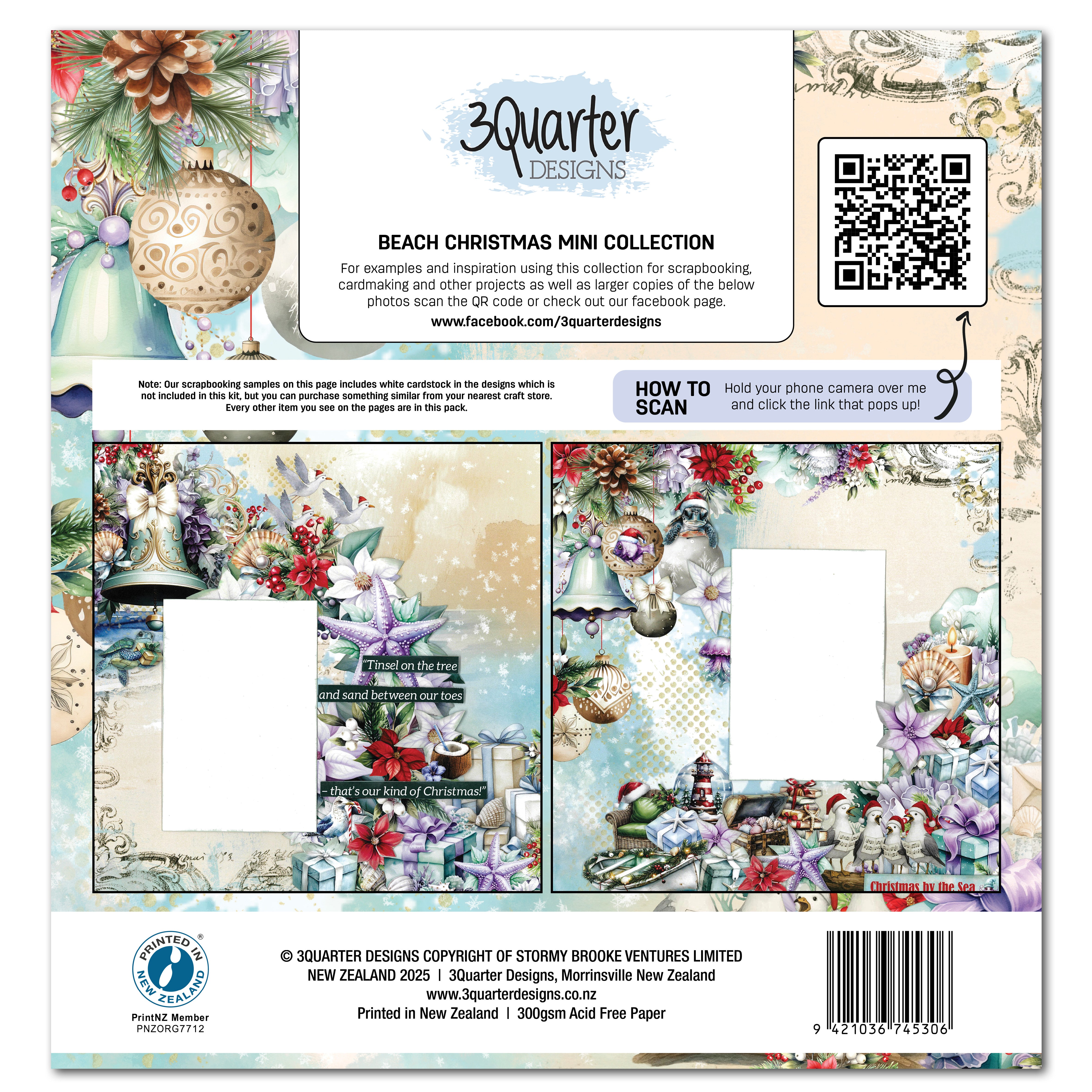 3Quarter Designs Beach Christmas - Mini 12x12 Design Paper & Die Cut Set