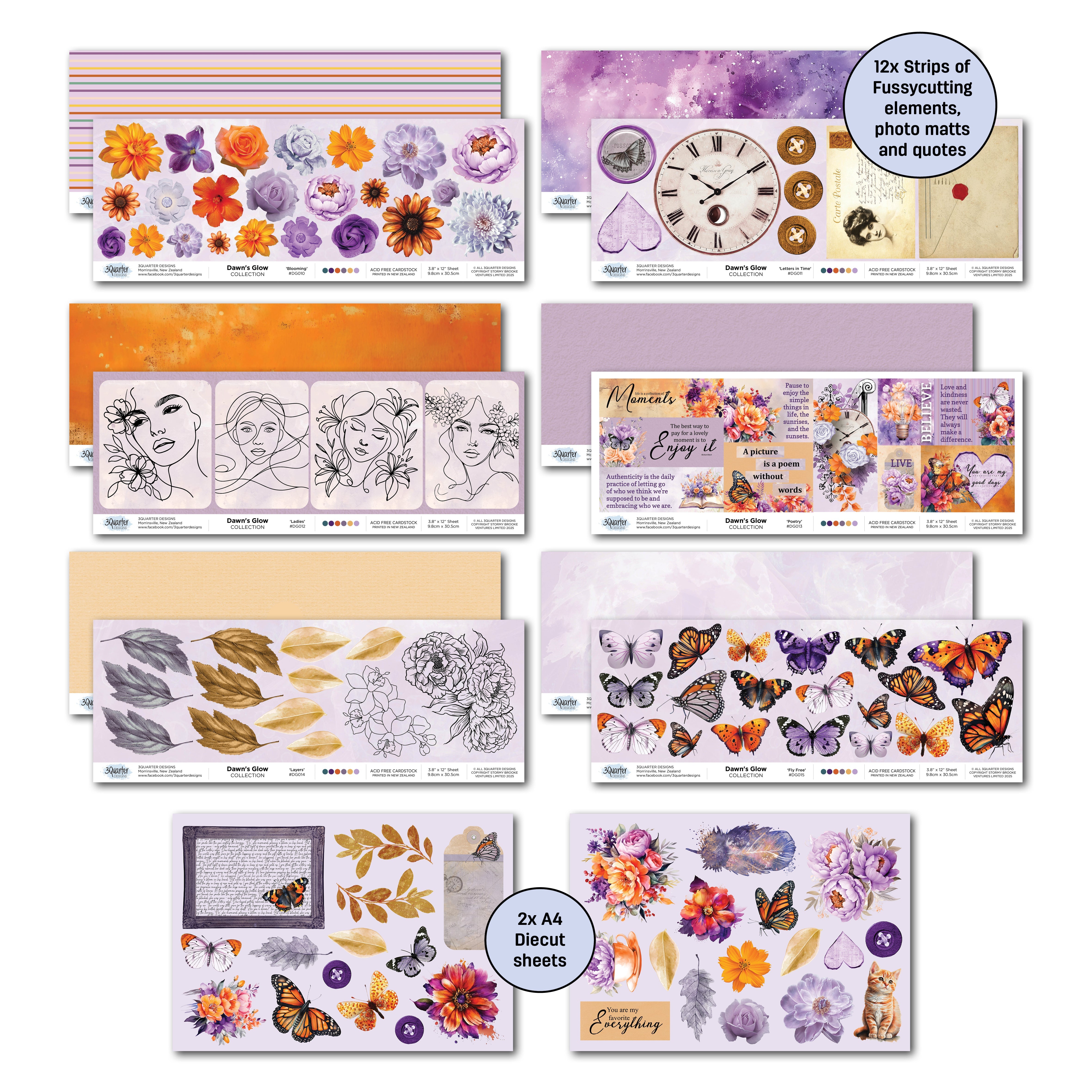 3Quarter Designs Dawns Glow 12x12 Design Paper & Diecuts Set