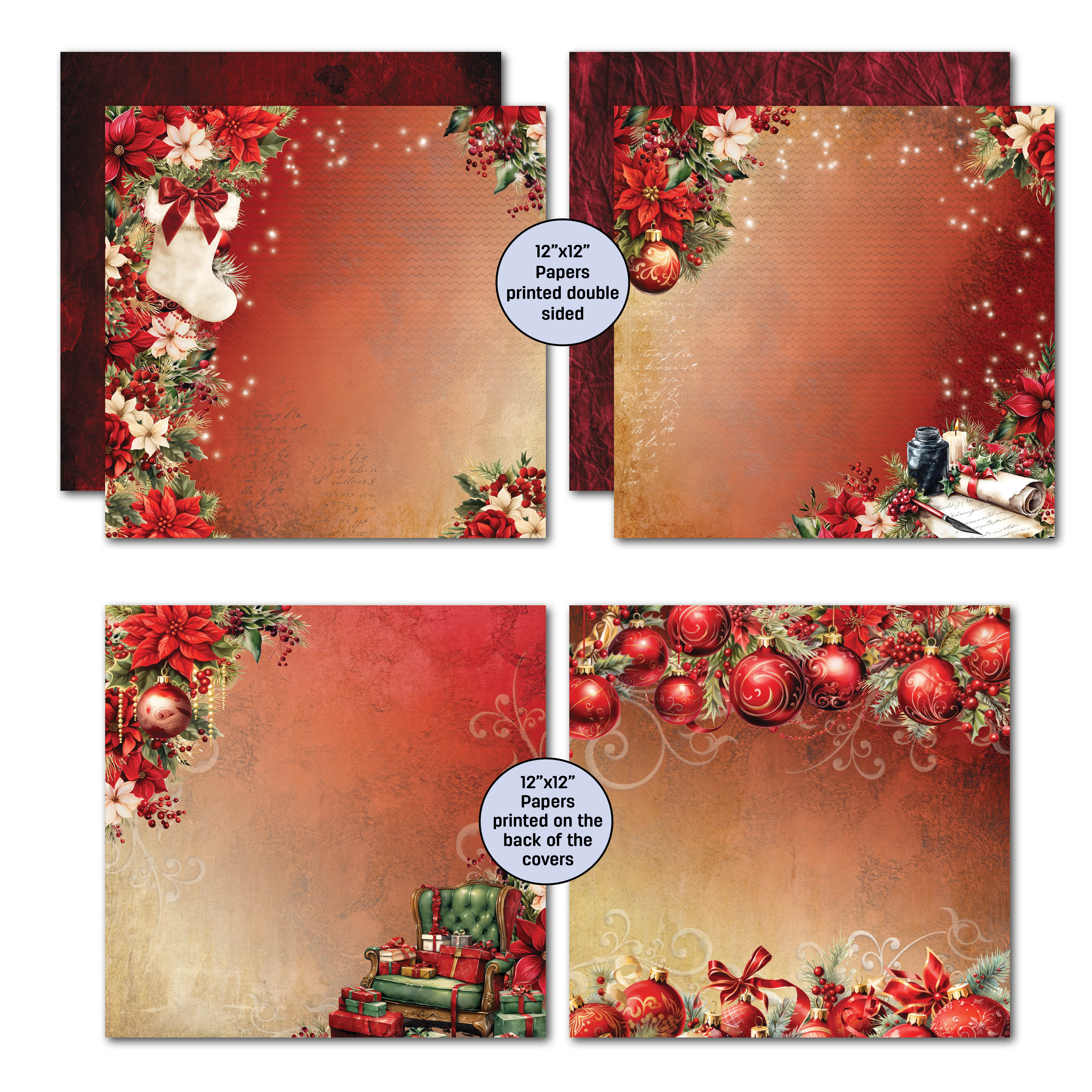 3Quarter Designs Holly Jolly 12x12 Design Paper & Diecuts Set