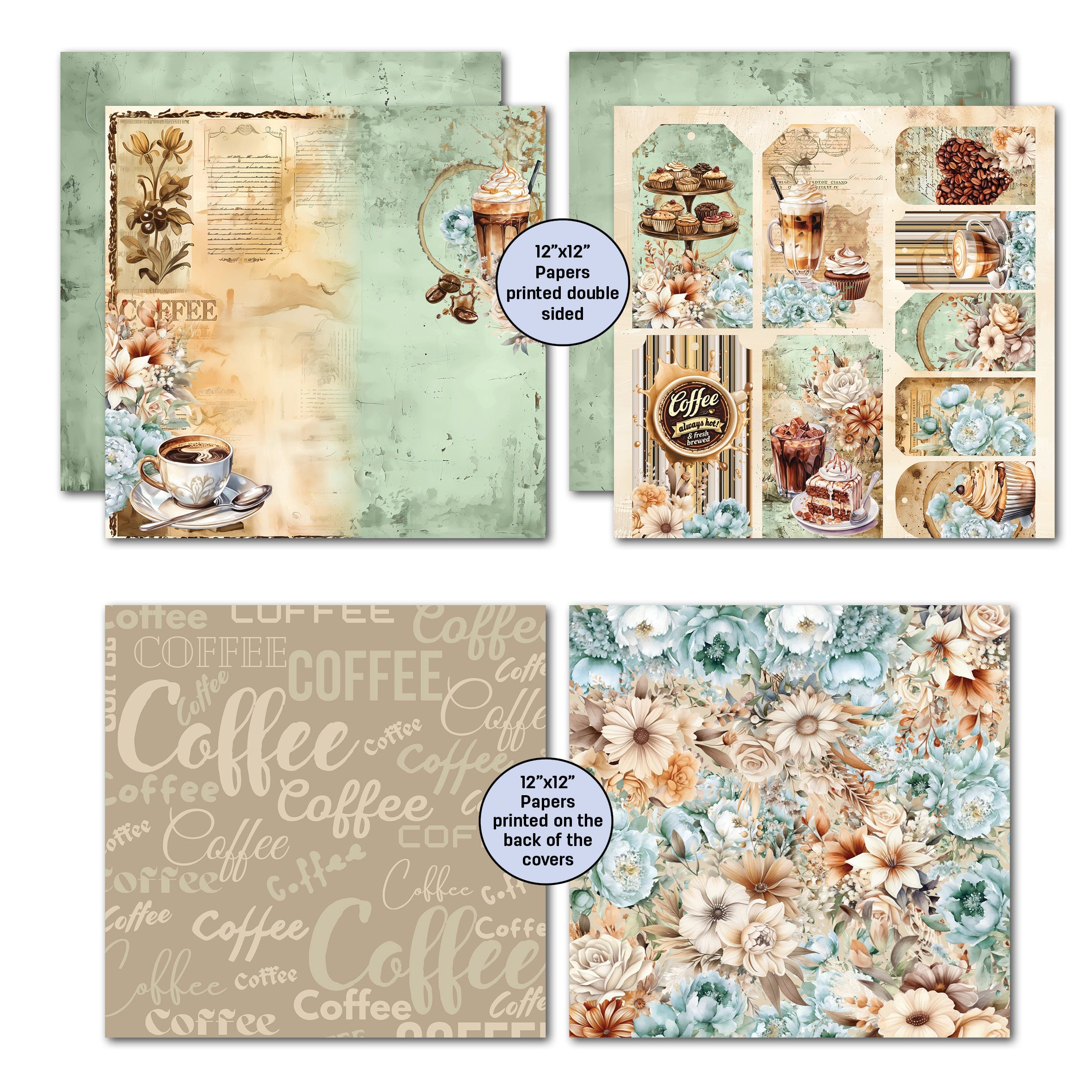 3Quarter Designs Mocha Fix 12x12 Design Paper & Diecuts Set