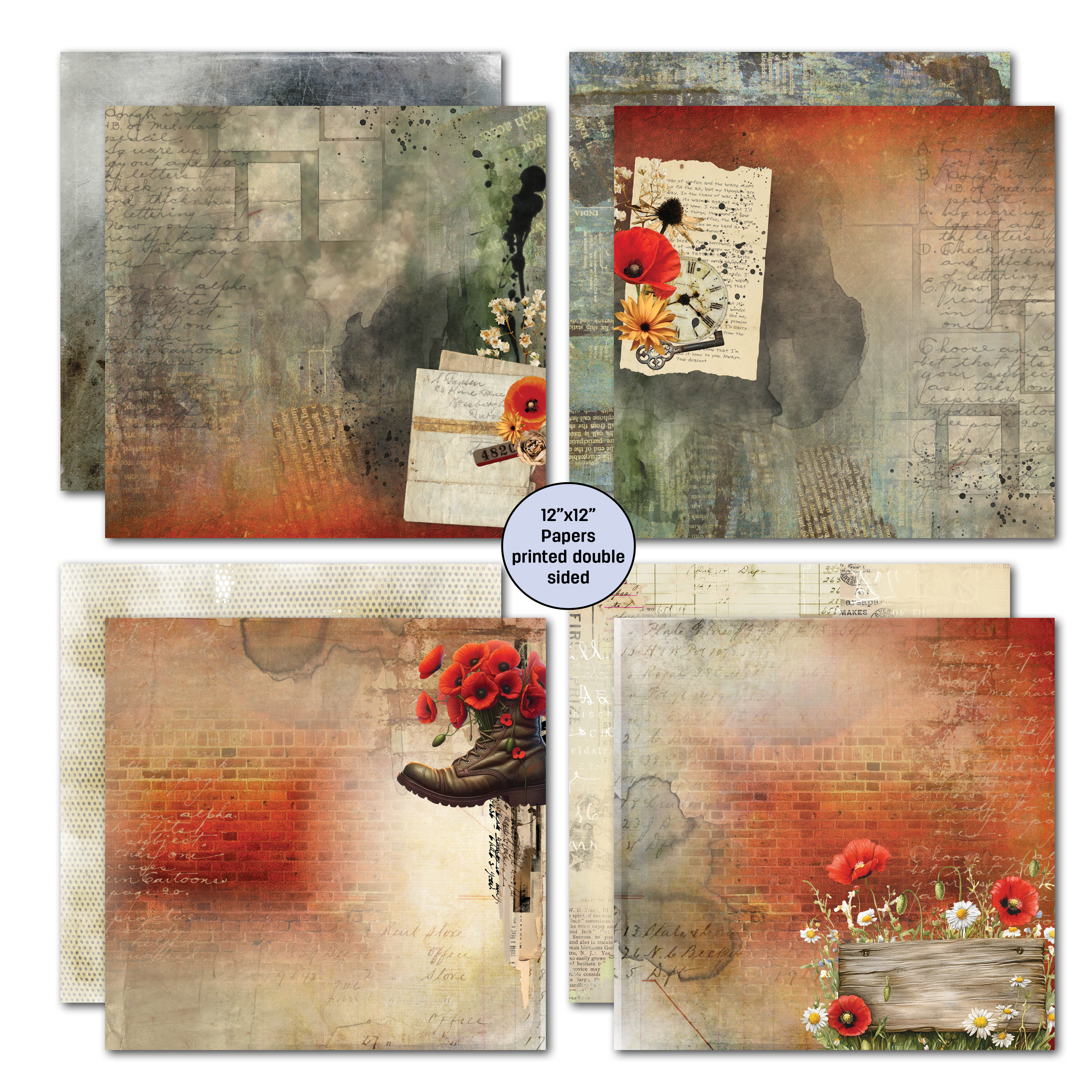 3Quarter Designs Never Forgotten 12x12 Design Paper & Diecuts Set