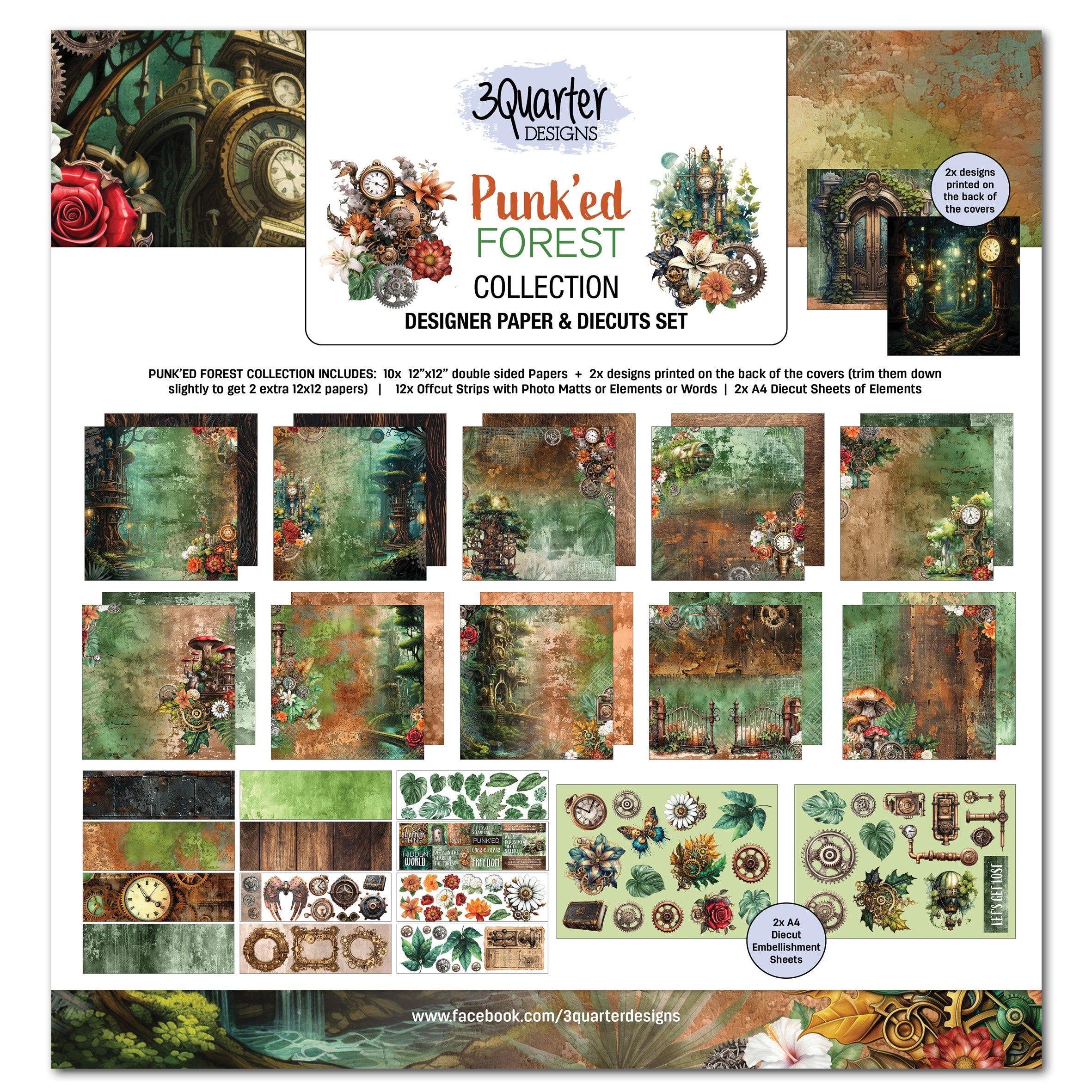 3Quarter Designs Punk'ed Forest 12x12 Design Paper & Diecuts Set