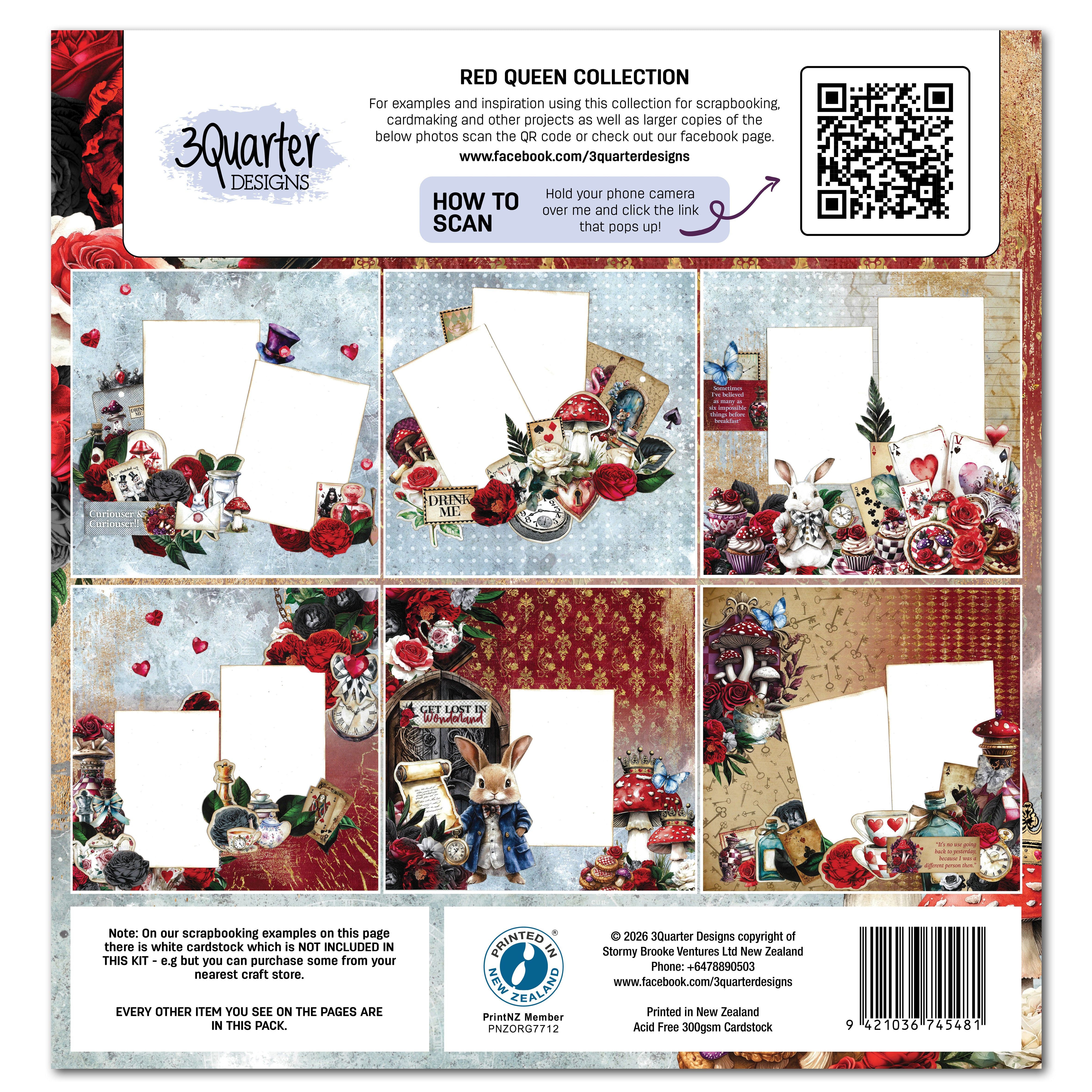 3Quarter Designs Red Queen 12x12 Design Paper & Diecuts Set