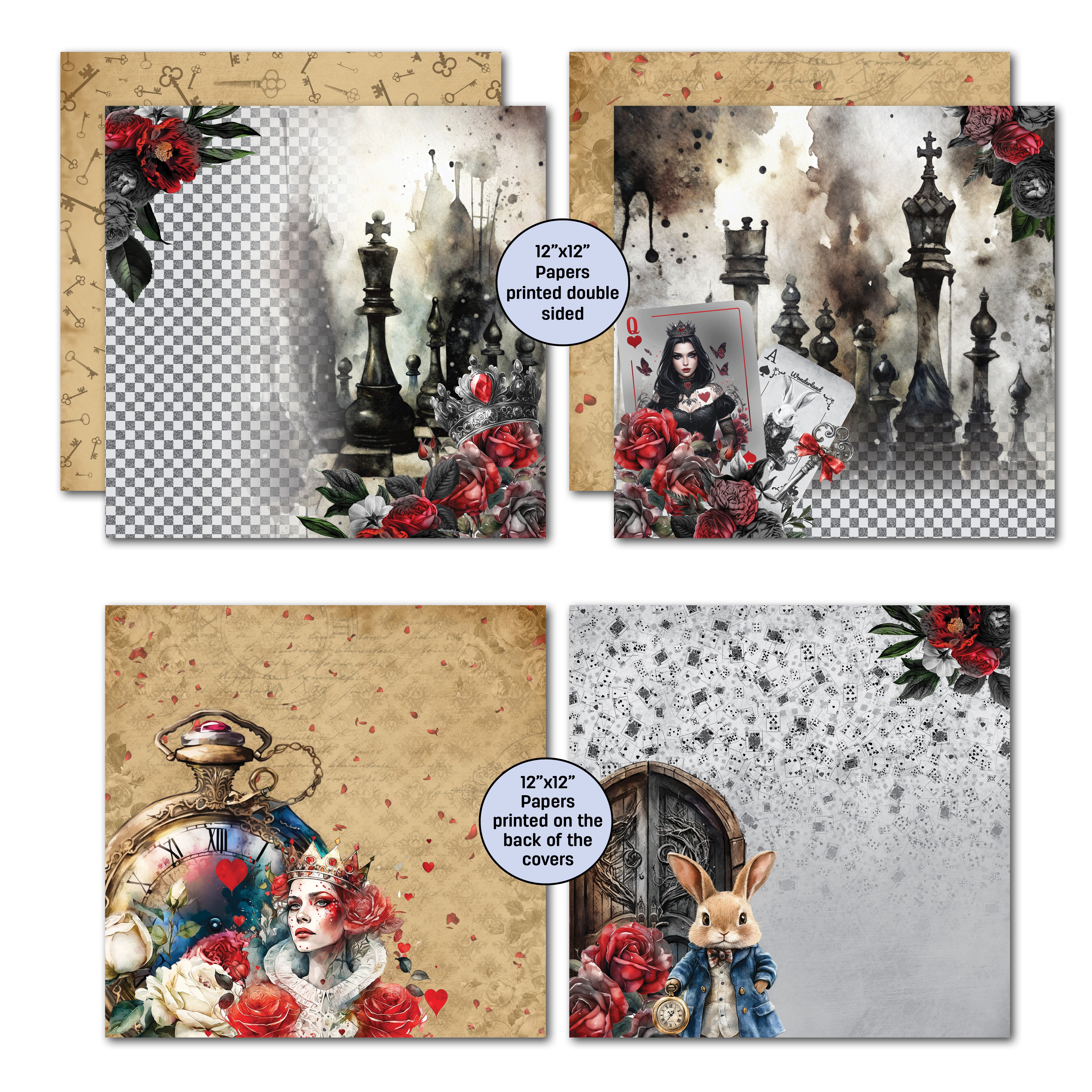 3Quarter Designs Red Queen 12x12 Design Paper & Diecuts Set