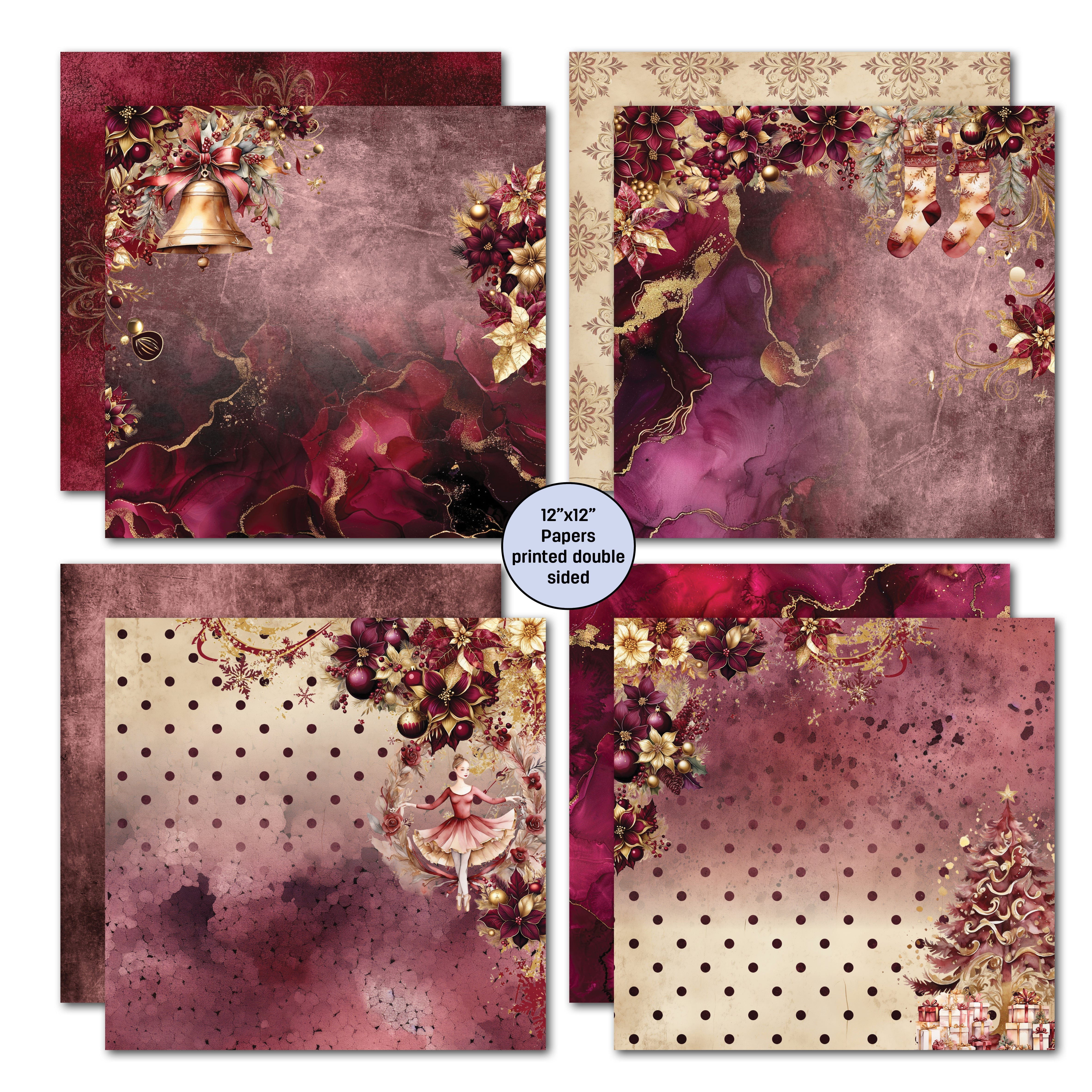 3Quarter Designs Sugarplum Wreath 12x12 Design Paper & Diecuts Set