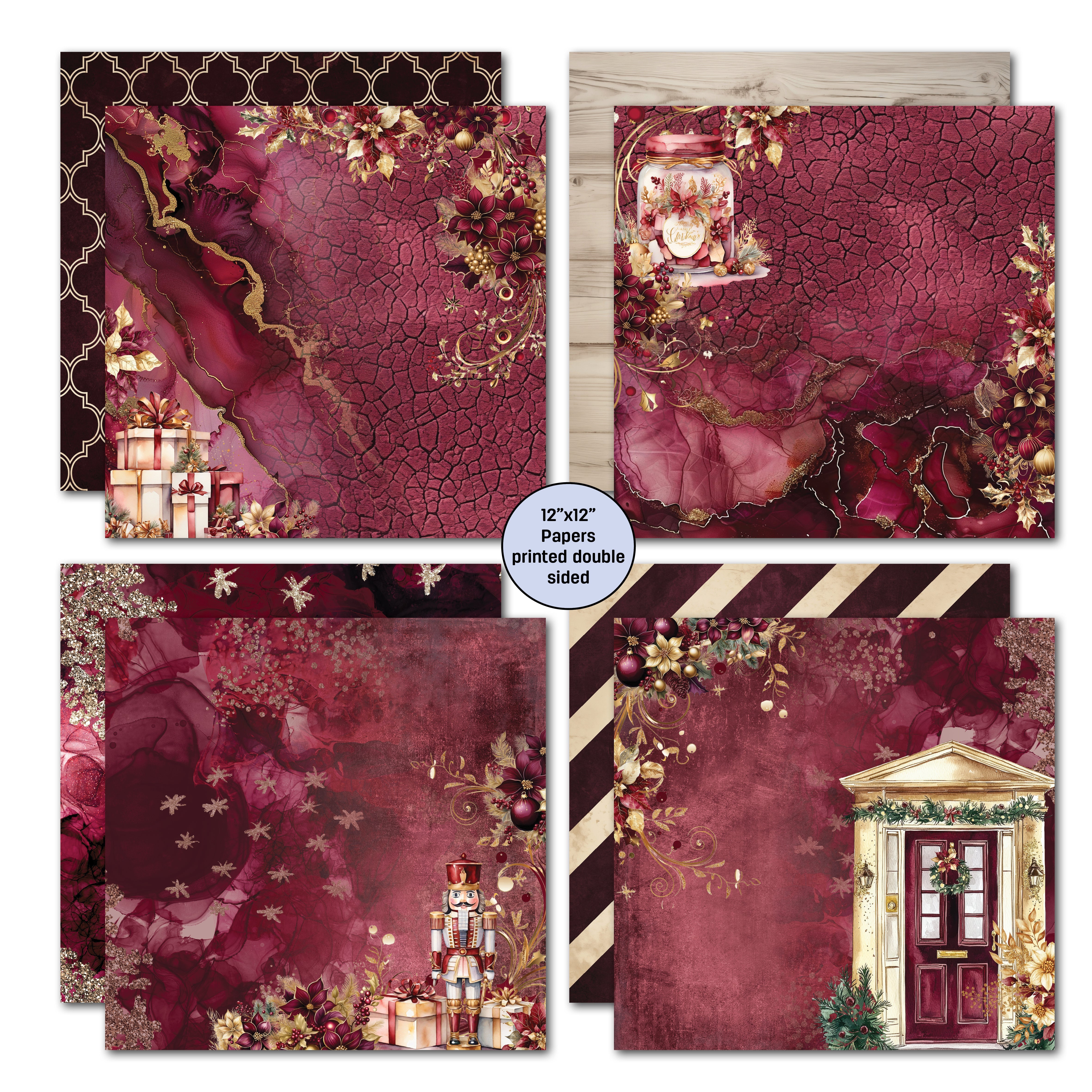 3Quarter Designs Sugarplum Wreath 12x12 Design Paper & Diecuts Set