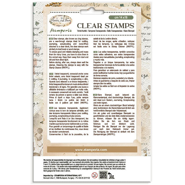 Decorative Acrylic Stamp Design For Art And Craft 14x18cm - Flowers And Poems