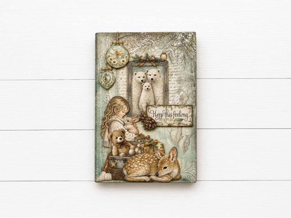 Printed Washi Pad For Art And Craft A5 8 Sheets - White Christmas