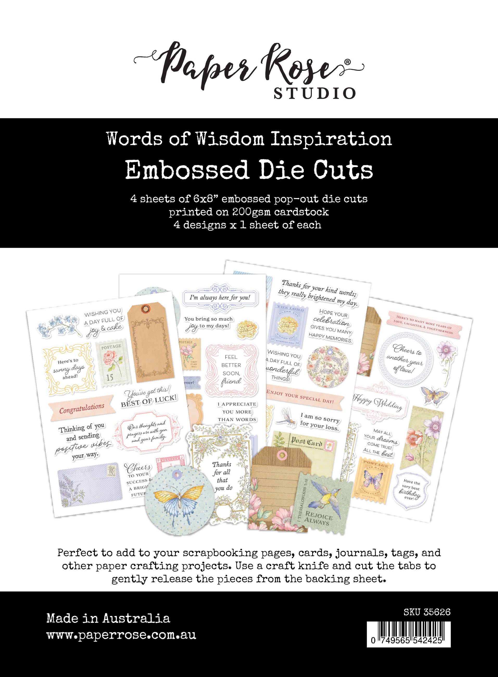 Words of Wisdom Inspiration Embossed Die Cuts 35626