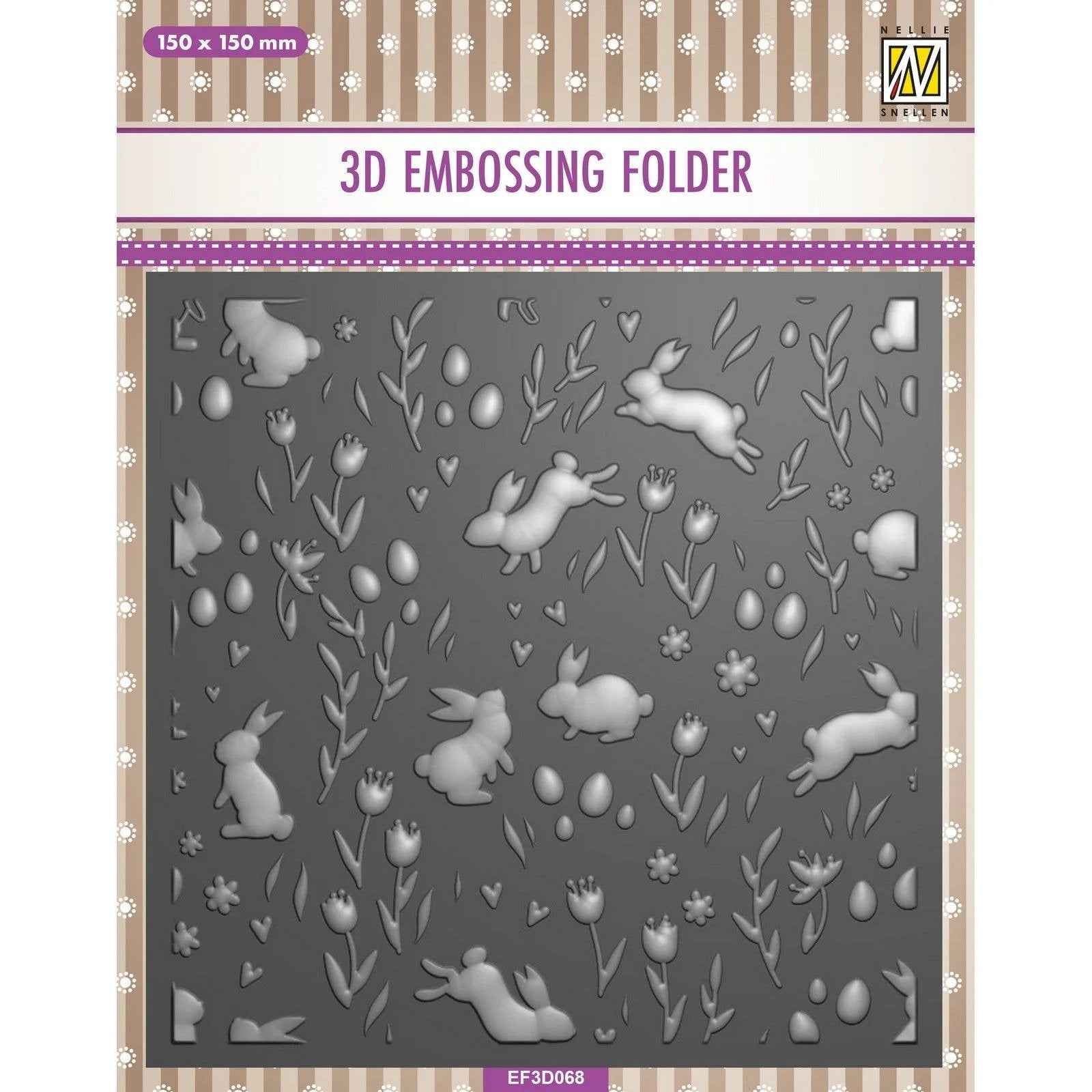 Nellie Snellen • 3D Embossing Folder Background Rabbits & Tulips
