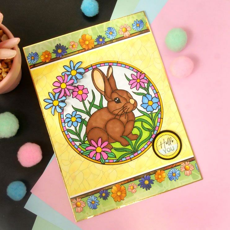For the Love of Stamps - Stained Glass Meadow Bunny