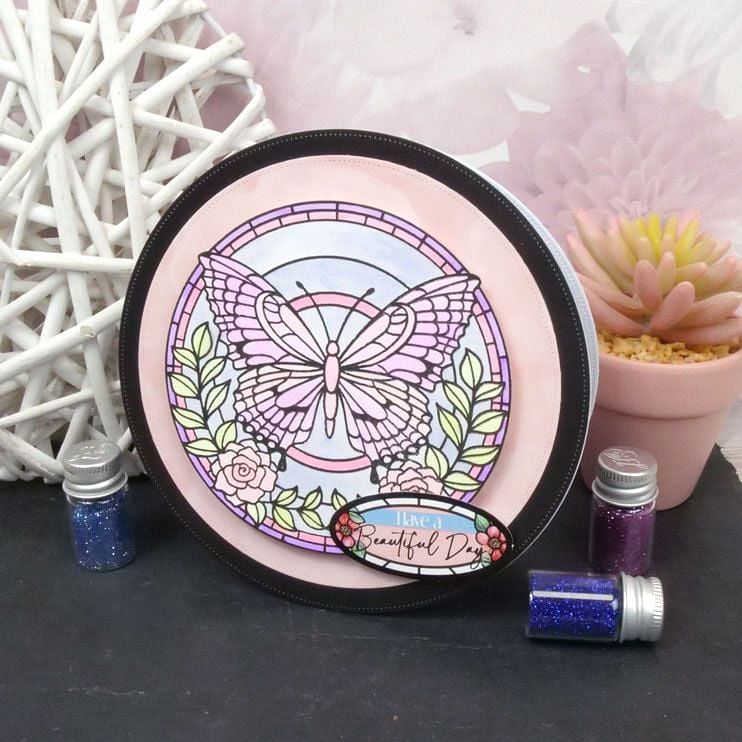 For the Love of Stamps - Stained Glass Butterfly Sky