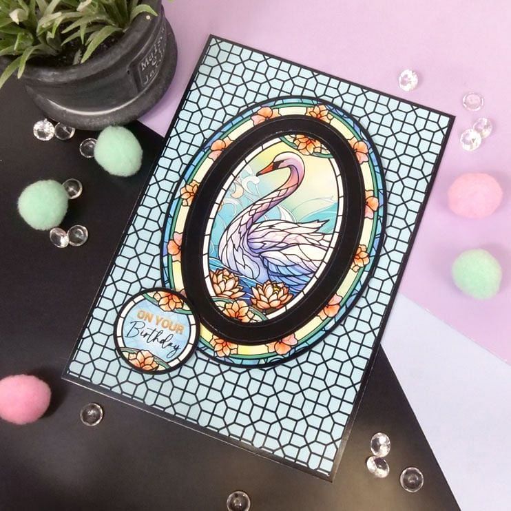 Stained Glass Wonderful Wildlife Luxury Foiled Edge-to-Edge Cardstock