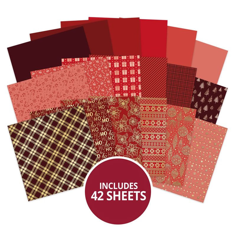 Festive Mat & Layer Pads - Christmas Red Tones - Rich Gold