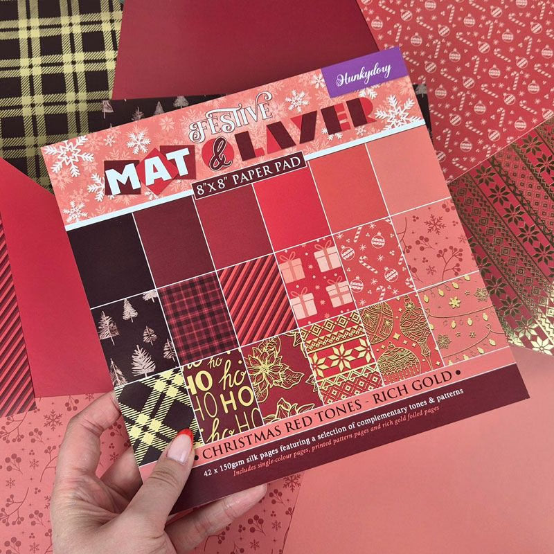 Festive Mat & Layer Pads - Christmas Red Tones - Rich Gold