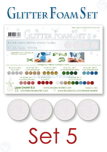 Glitter Foam Set 5, 4 Sheets A4 White