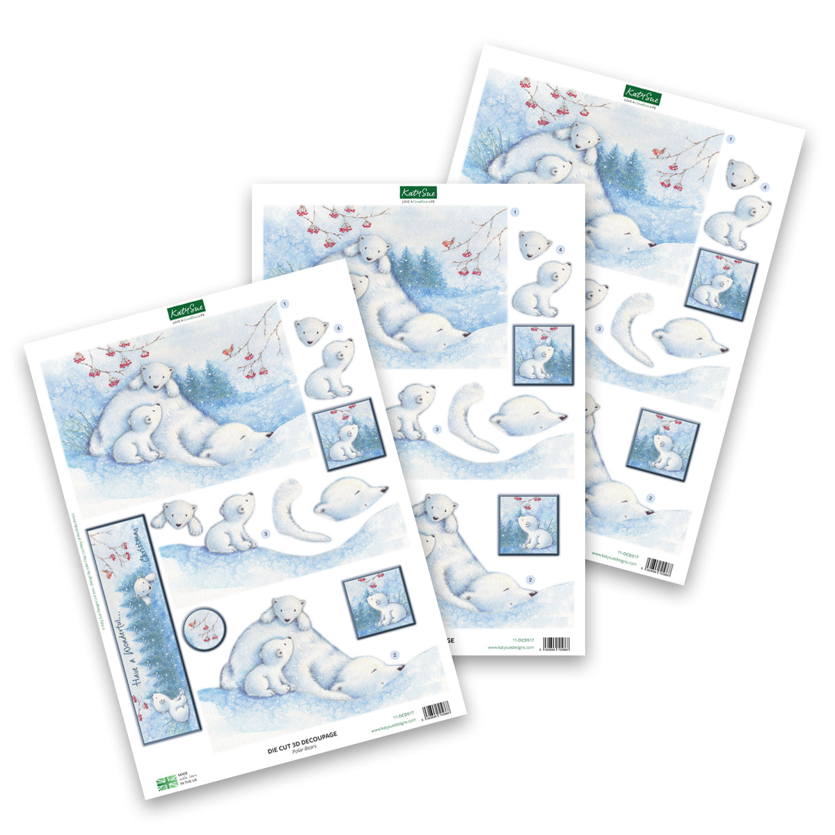 Die Cut Decoupage – Polar Bears (Pack Of 3)