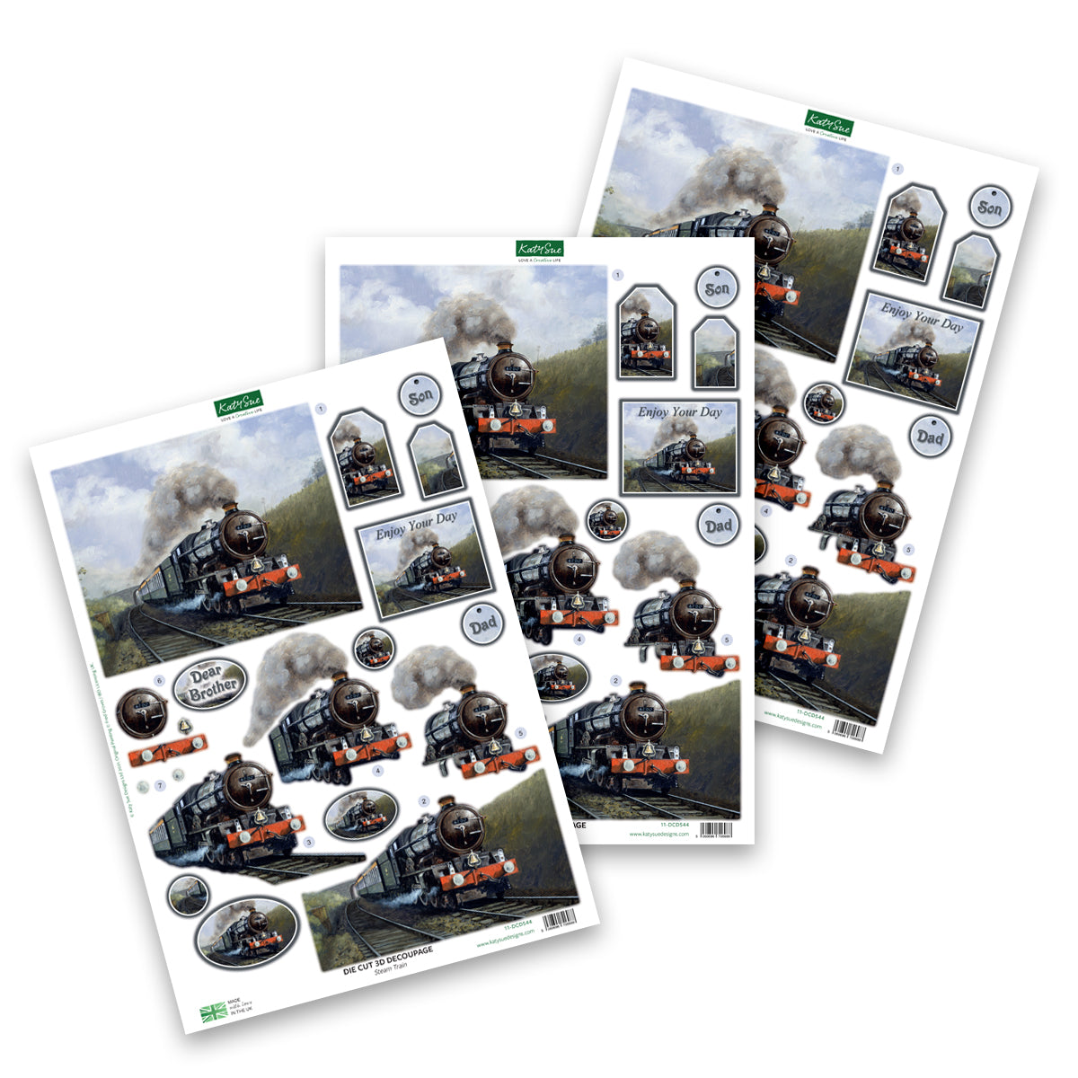 Die Cut Decoupage – Steam Train (Pack Of 3)