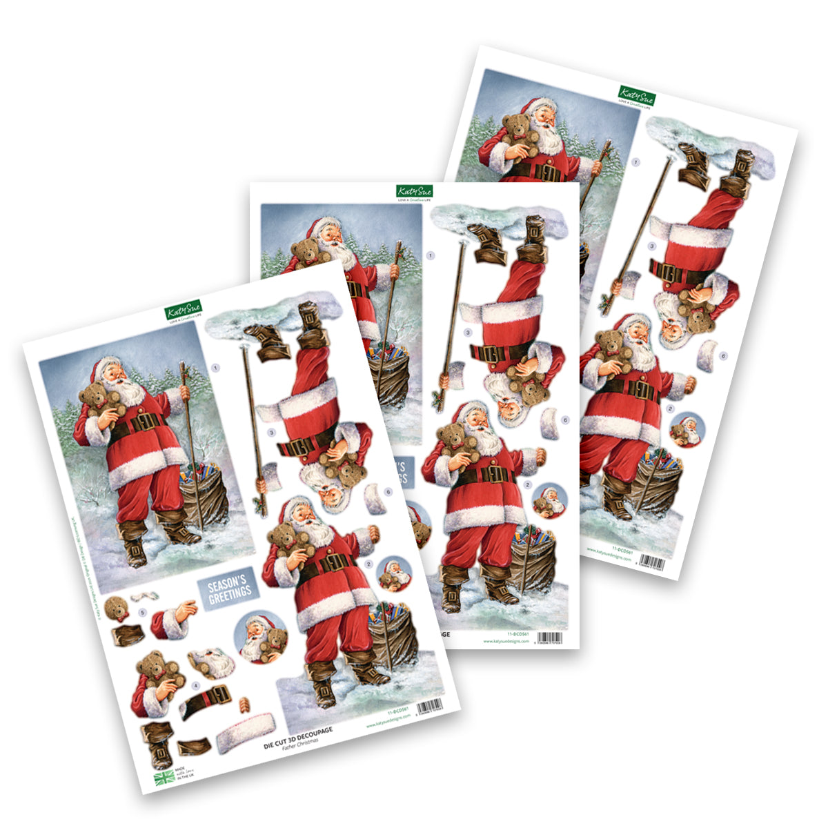 Die Cut Decoupage – Father Christmas (Pack Of 3)