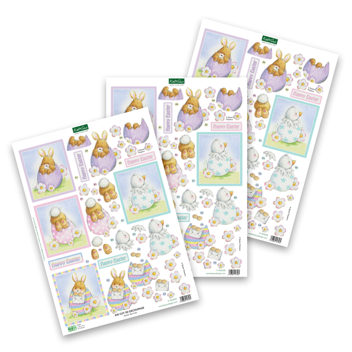 Die Cut Decoupage – Easter Bunnies (Pack Of 3)