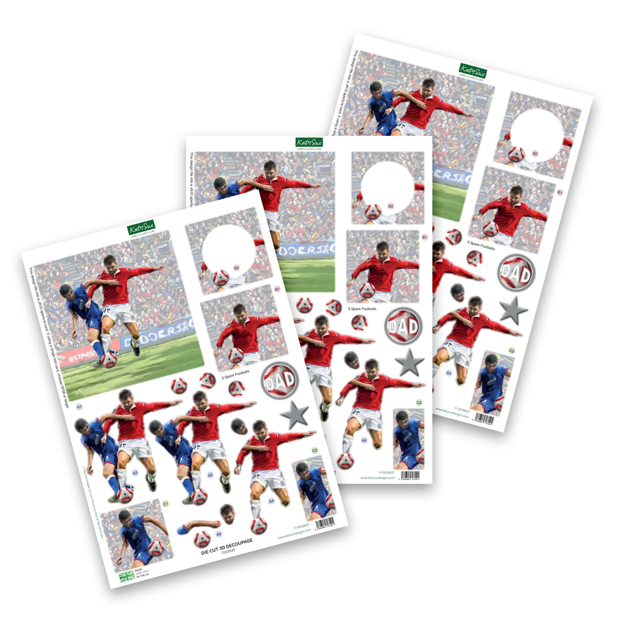 Die Cut Decoupage – Football (Pack Of 3)