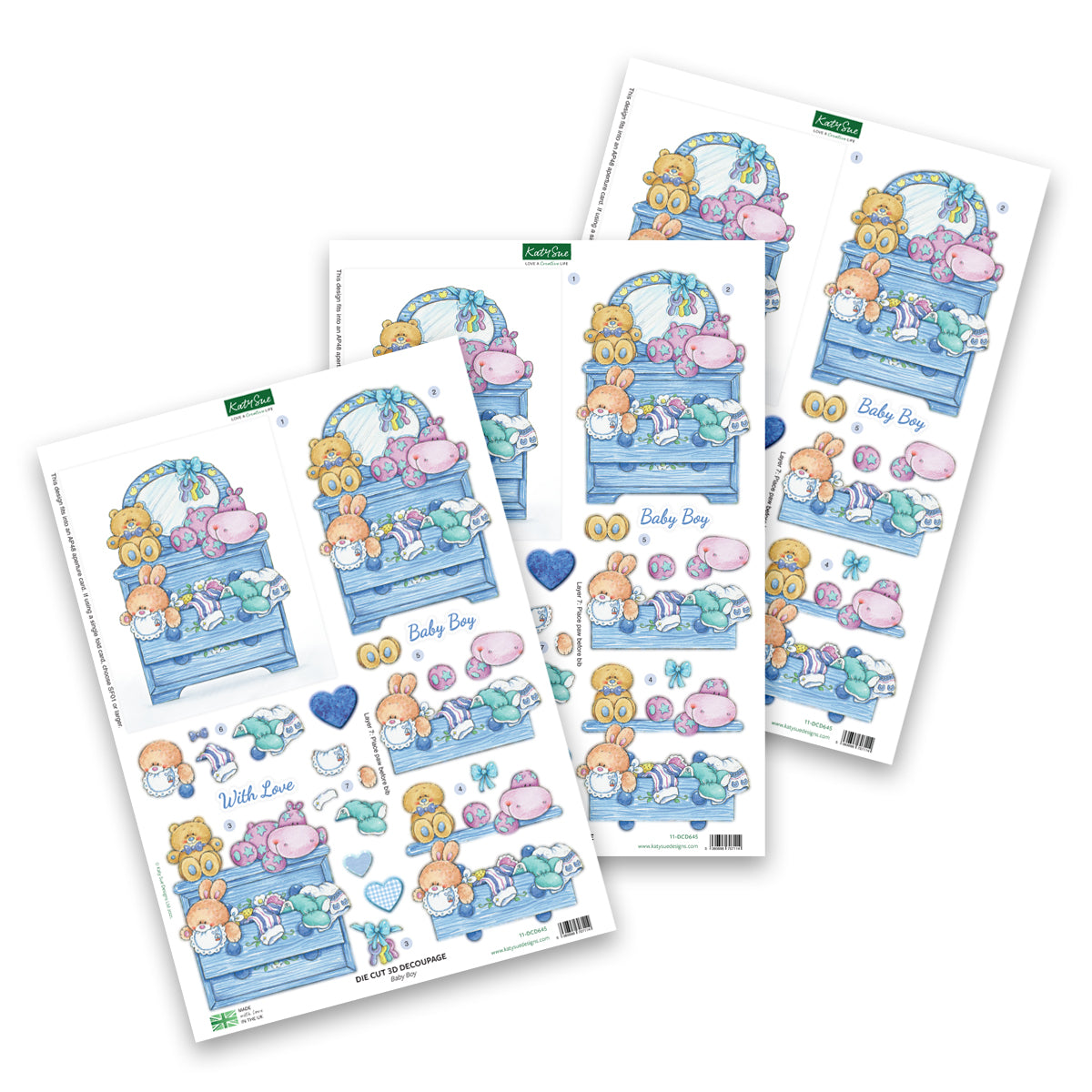 Die Cut Decoupage – Baby Boy (Pack Of 3)