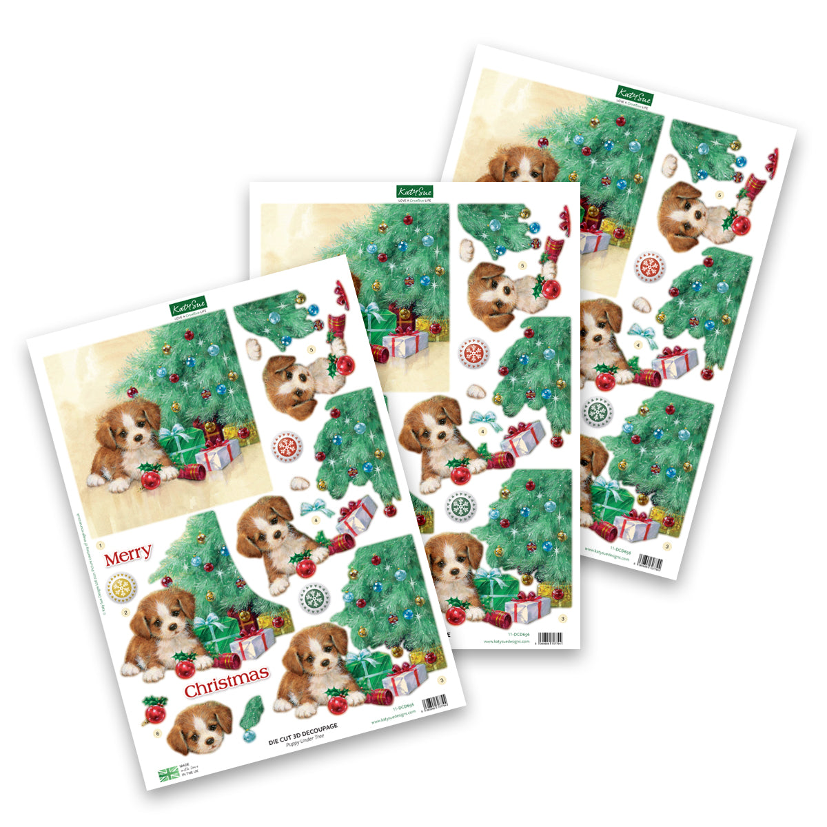 Die Cut Decoupage – Puppy Under Tree (Pack Of 3)