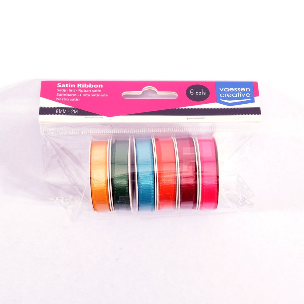Vaessen Creative Satin Ribbon 6 Colours 6mmx2m Summer