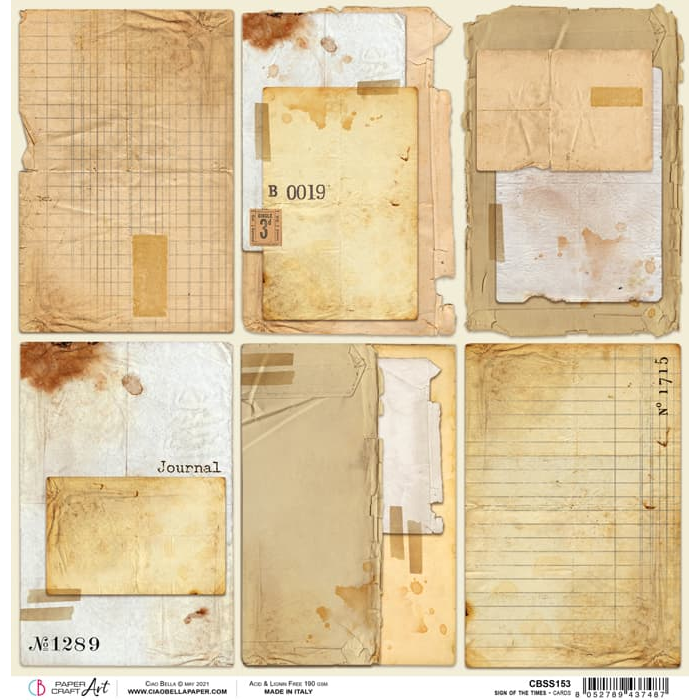 Ciao Bella Sign Of The Times Cards Paper Sheet 12"X12" 1 Sheet