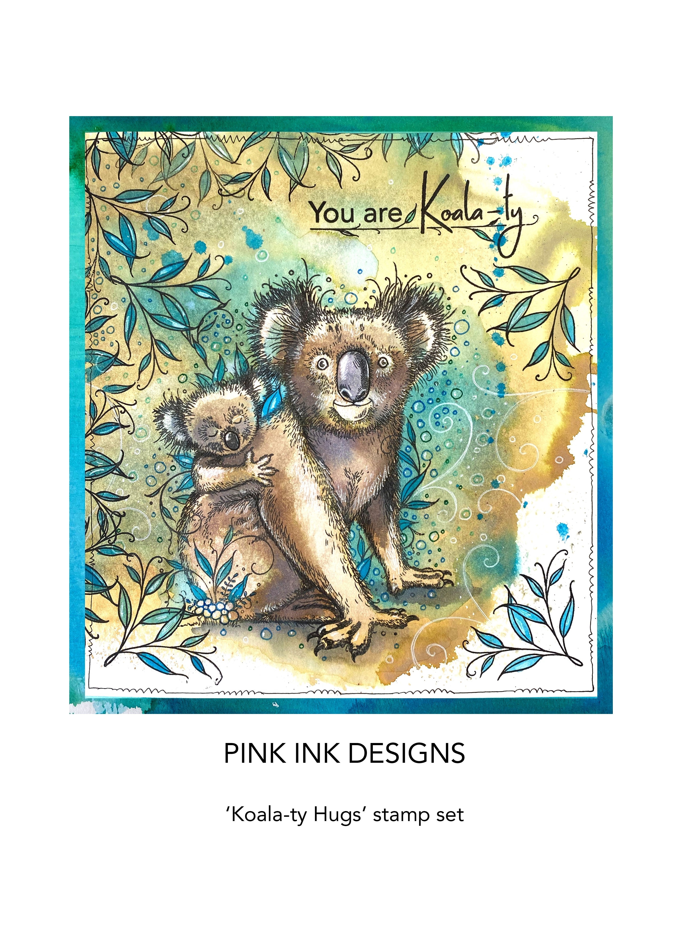 Pink Ink Designs Koala-ty Hugs 6 in x 8 in Clear Stamp Set