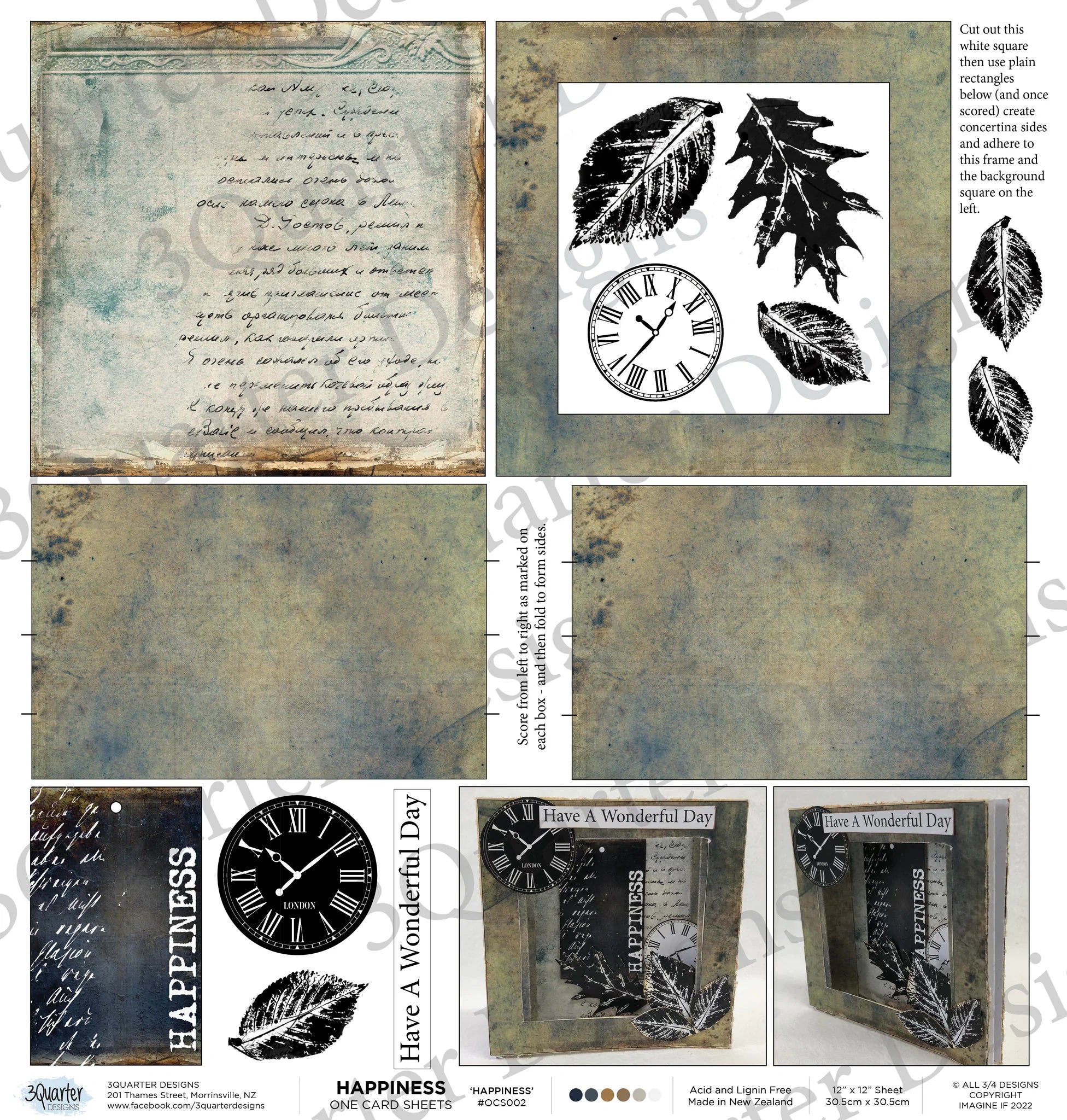 3Quarter Designs - One Card Project Sheet - Happiness