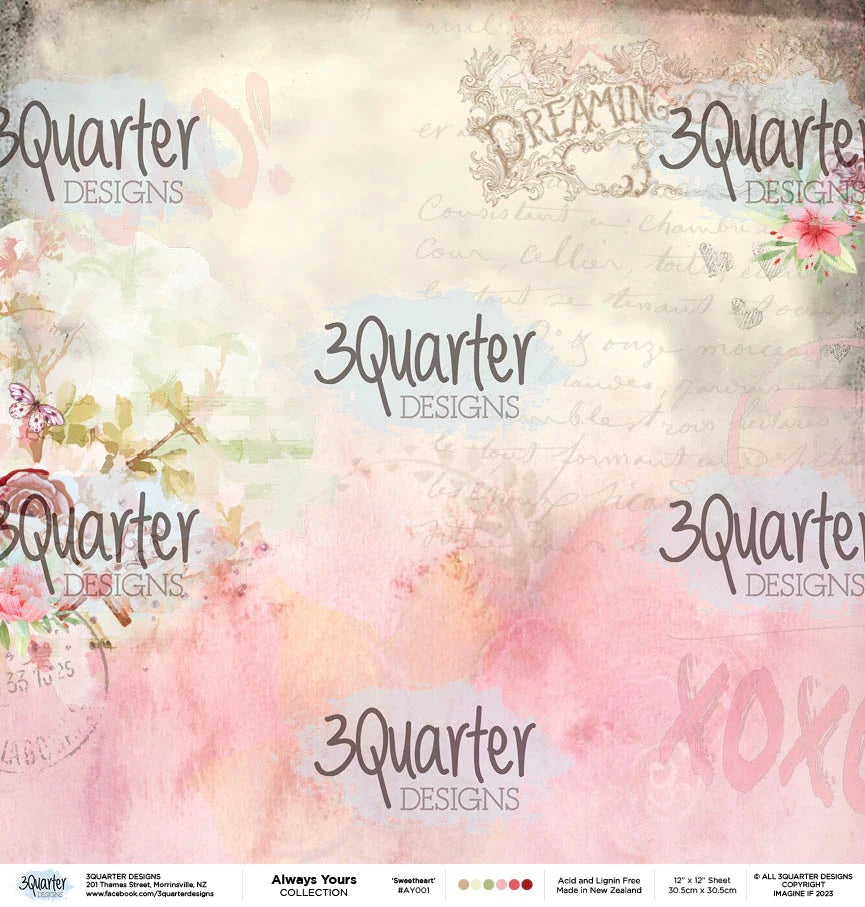 3Quarter Designs - 12" X 12" Paper Pack - Always Yours