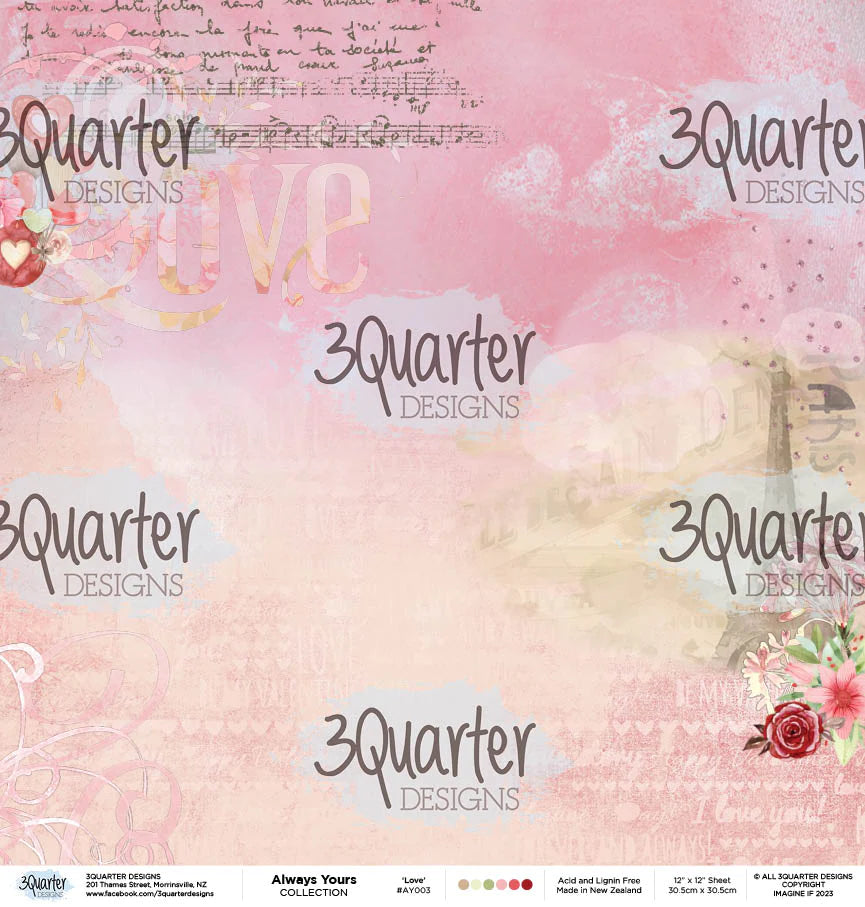 3Quarter Designs - 12" X 12" Paper Pack - Always Yours
