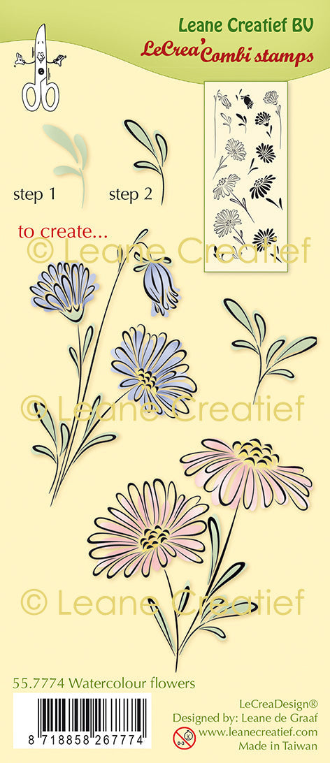 LeCreaDesign Combi Clear Stamp Water Colour Flowers