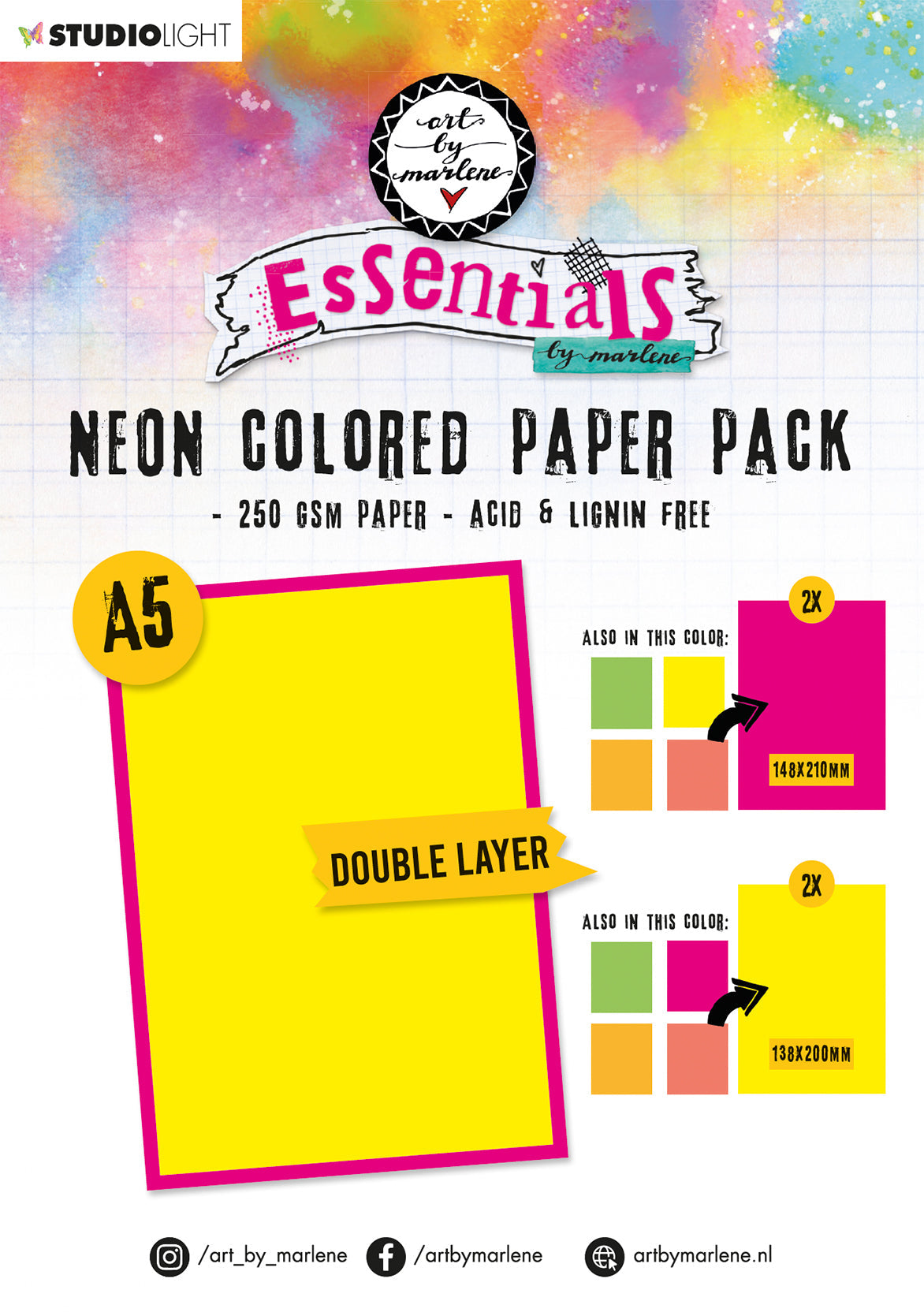 ABM Paper Pack Neon Double Layered Essentials 148x210x10mm 20 SH nr.105