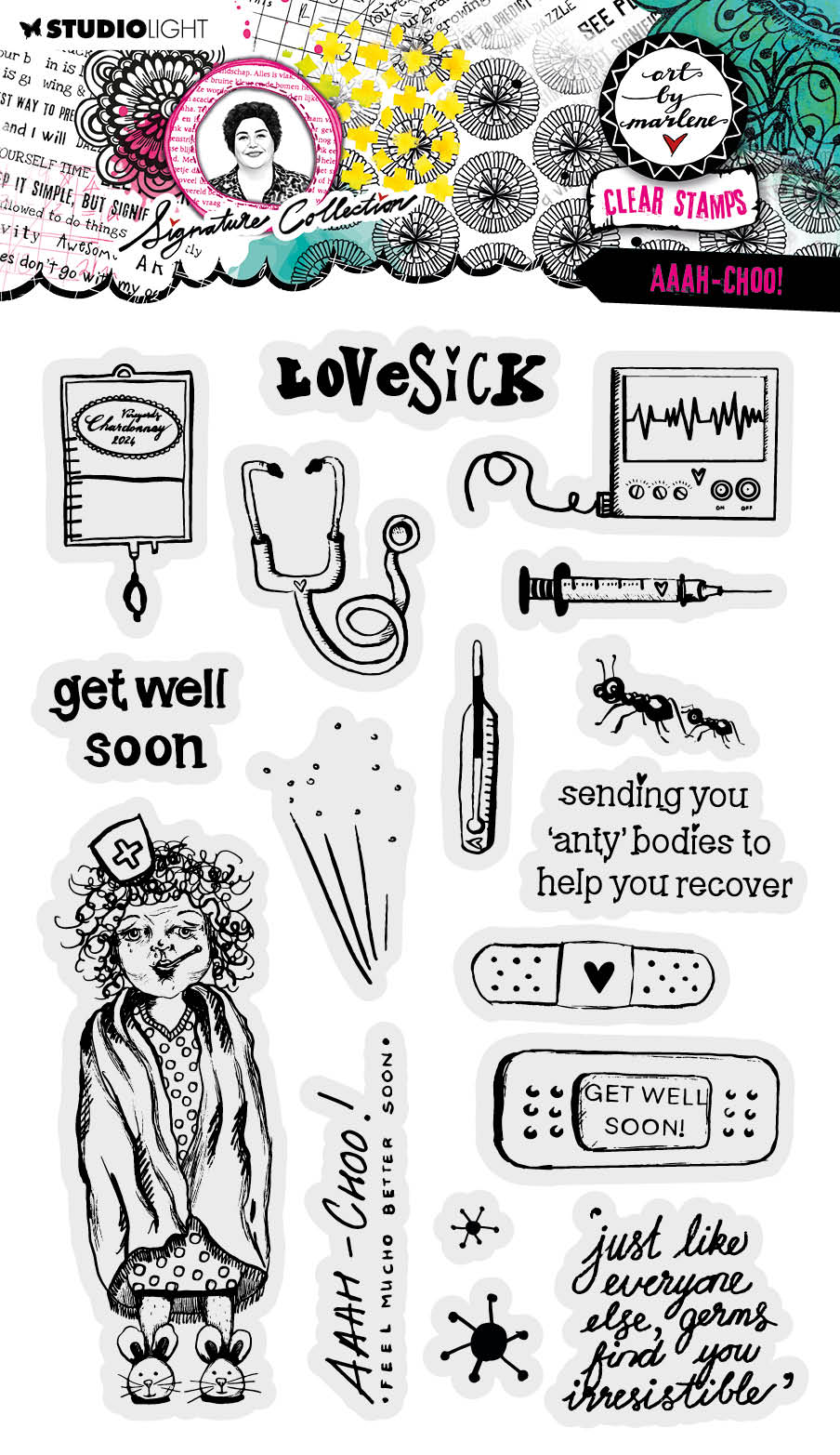 ABM Clear Stamp Aaah Choo! Signature Collection 148x210x3mm 17 PC nr.596