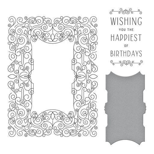 Swirl Birthday Frame Press Plate & Die Set from the BetterPress Collection