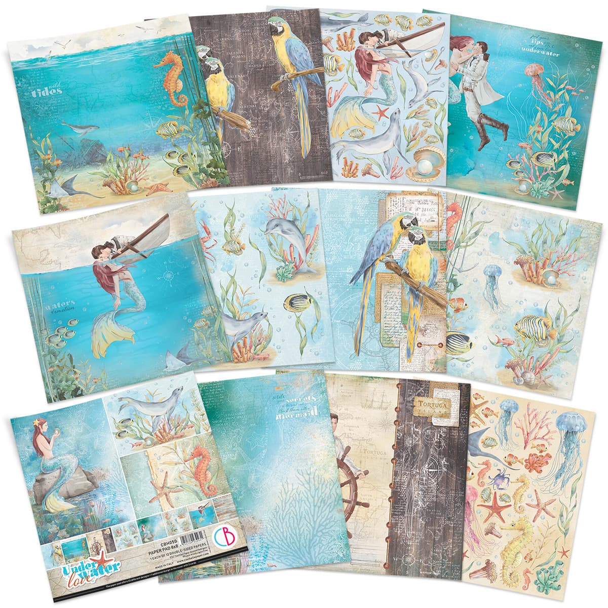 Ciao Bella Underwater Love Paper Pad 8"x8" 12/Pkg